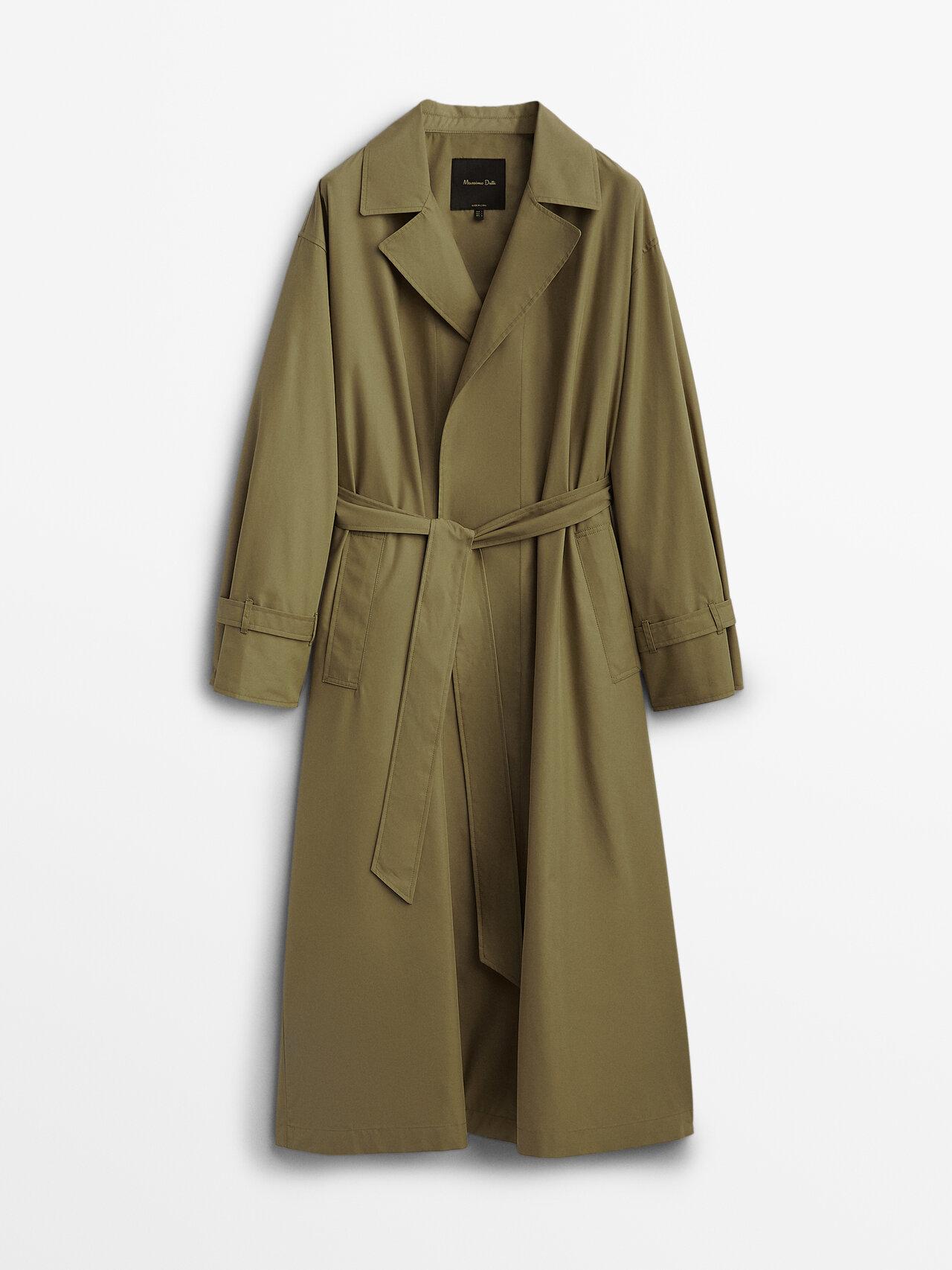 MASSIMO DUTTI Technical Trench Coat in Green | Lyst