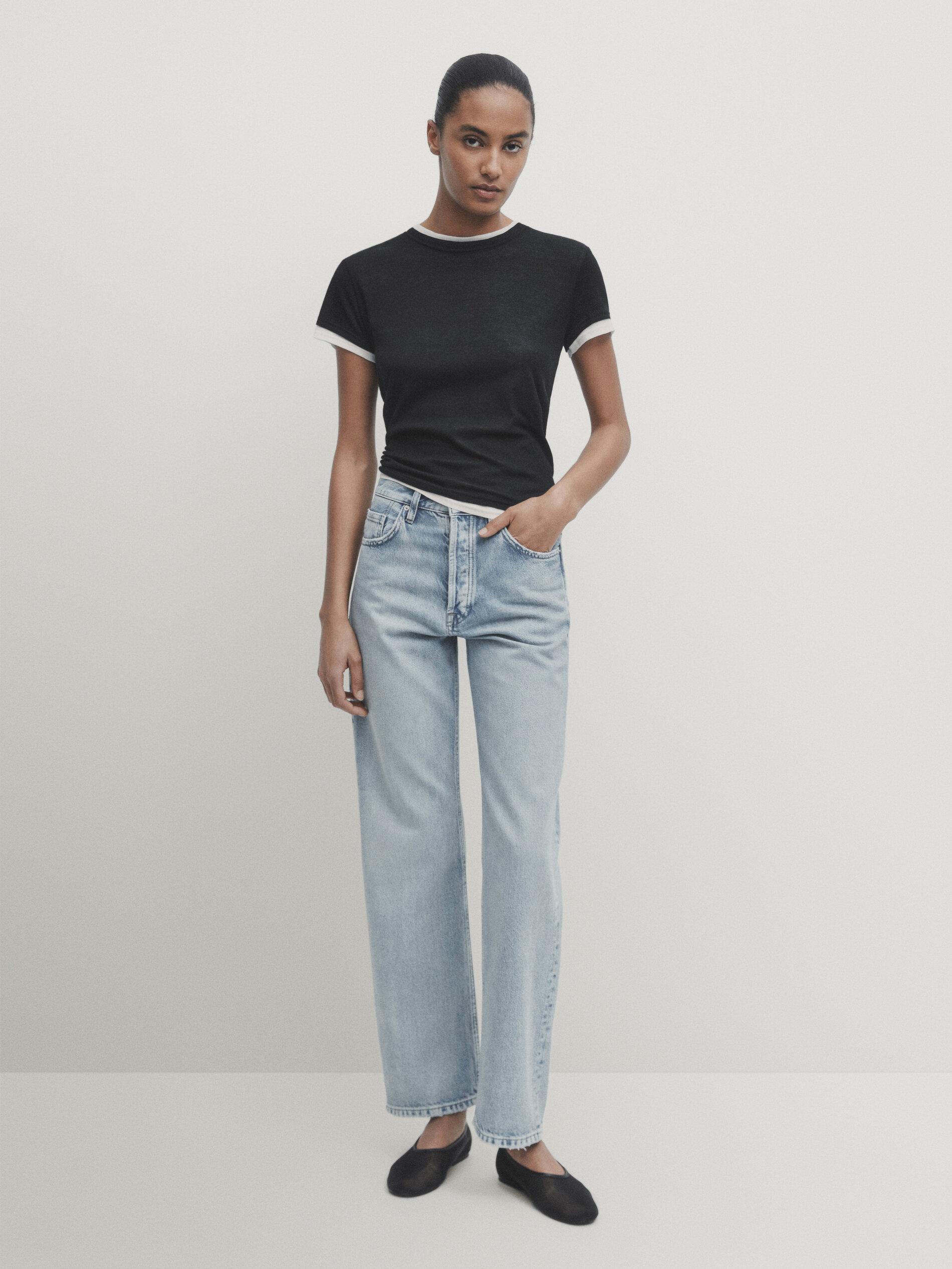 Straight Fit Pantalones Vaqueros Massimo Dutti Mujer Straight Fit