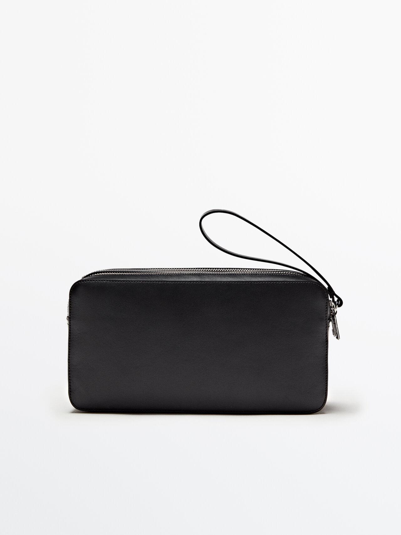 MASSIMO DUTTI Leather Toiletry Bag With Embossed Detail in Black for Men |  Lyst