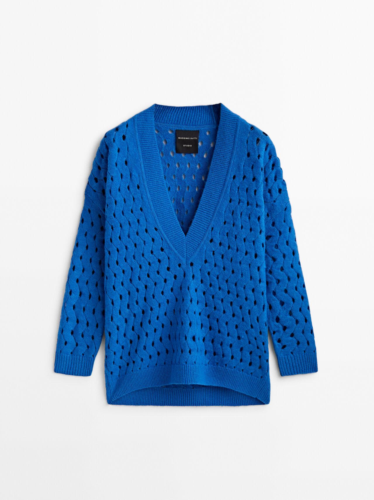 MASSIMO DUTTI Open-knit Sweater - Studio in Blue | Lyst