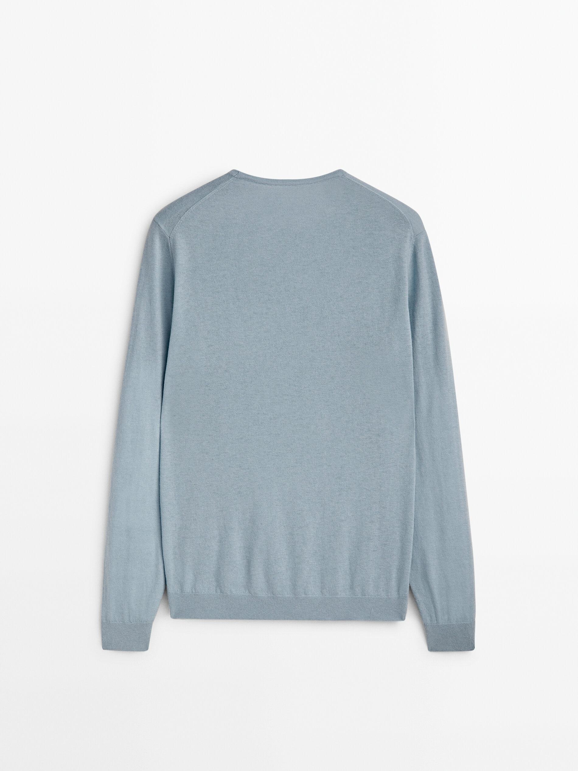 MASSIMO DUTTI Wool And Cashmere Blend Crew Neck Sweater in Blue for Men |  Lyst