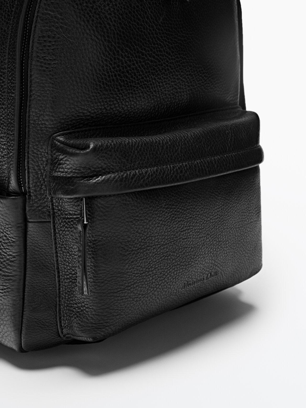 MASSIMO DUTTI Black Montana Leather Backpack for Men | Lyst