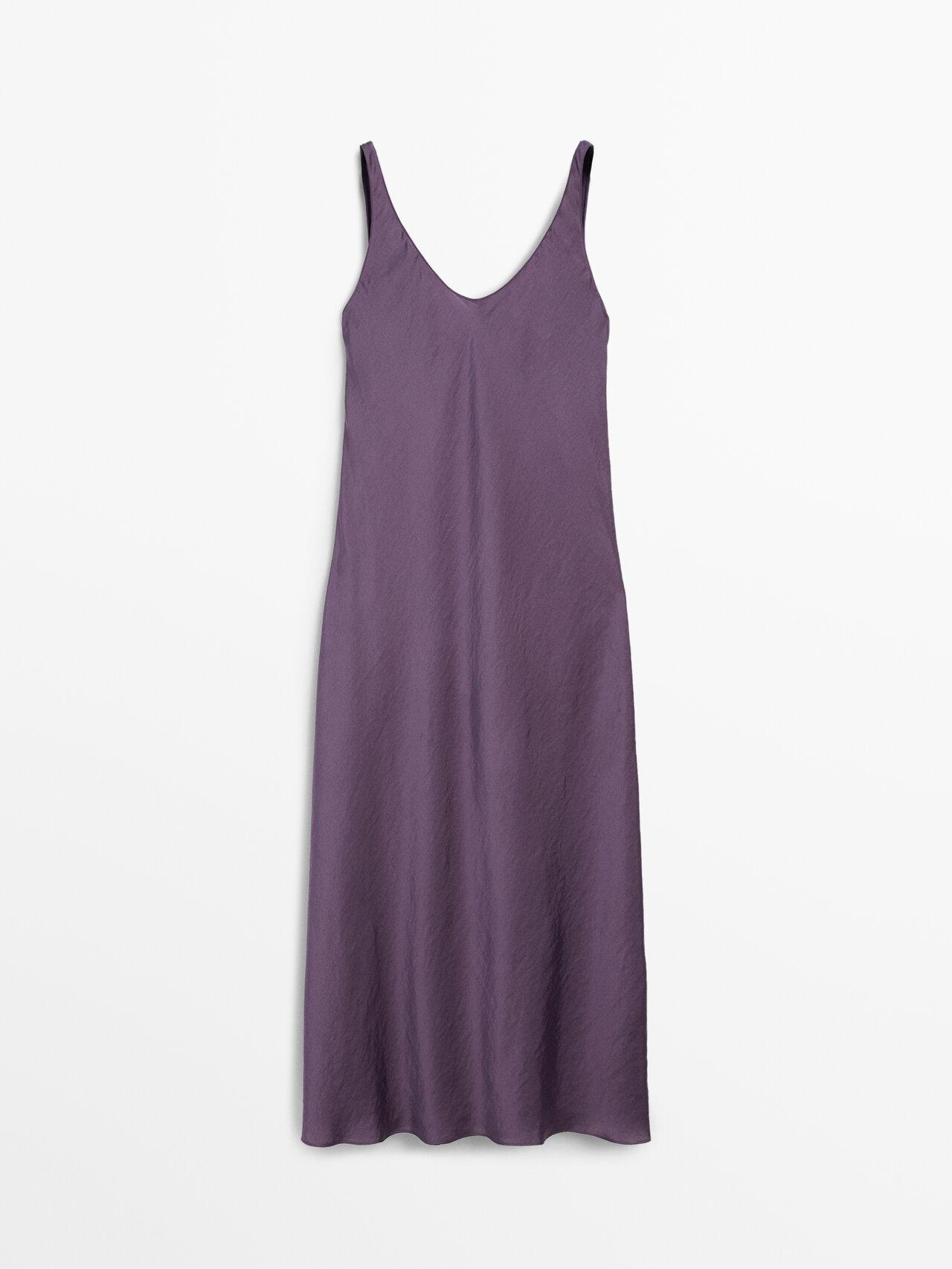 MASSIMO DUTTI Flared Midi Slip Dress in Purple Lyst UK