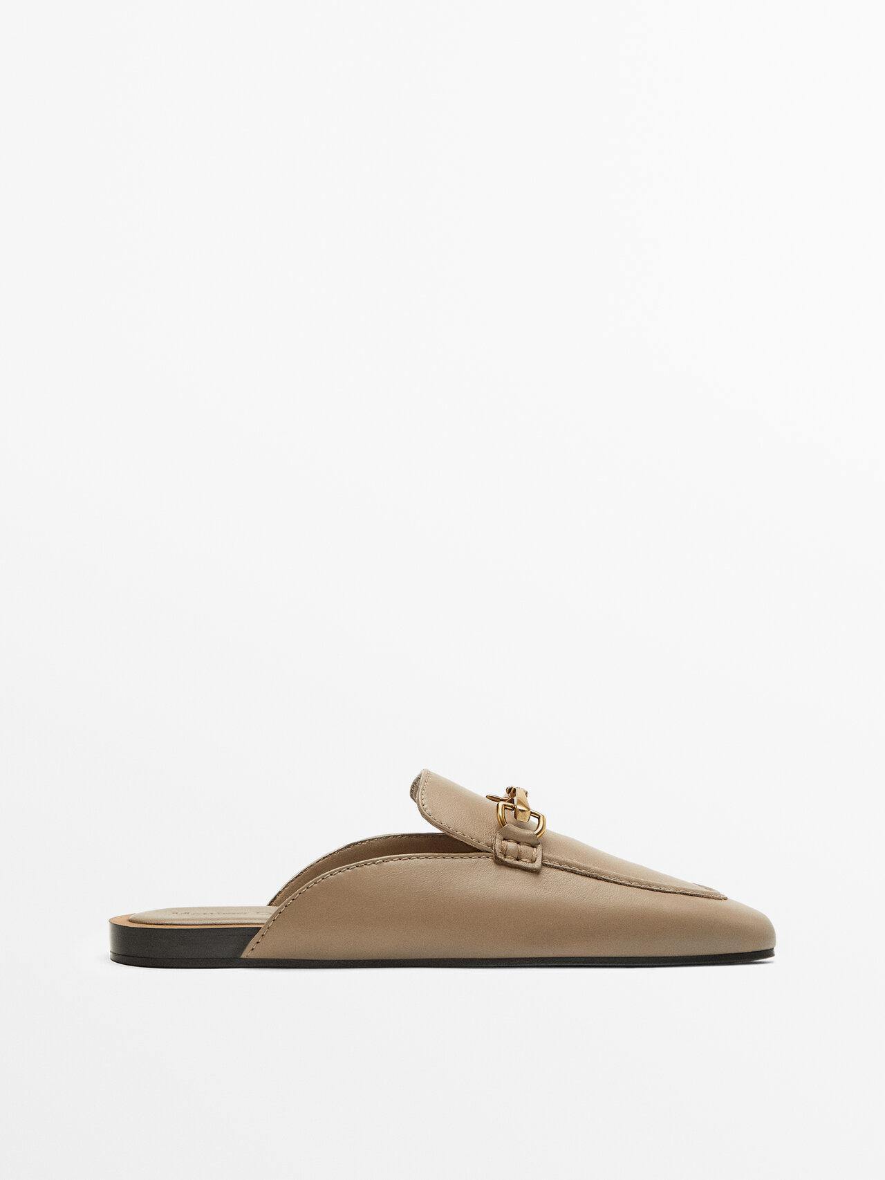 MASSIMO DUTTI Leather Mule Loafers With Buckle | Lyst