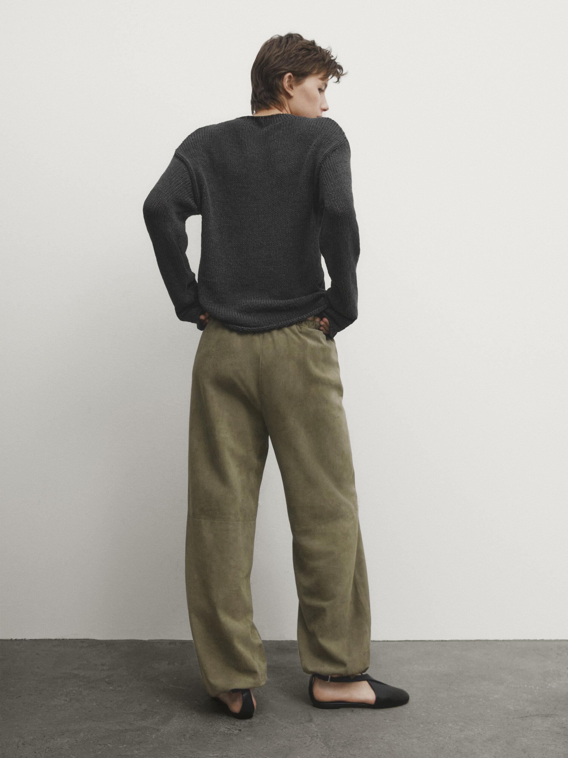 Pantalon Piel Ante Jogger MASSIMO DUTTI de color Verde Lyst