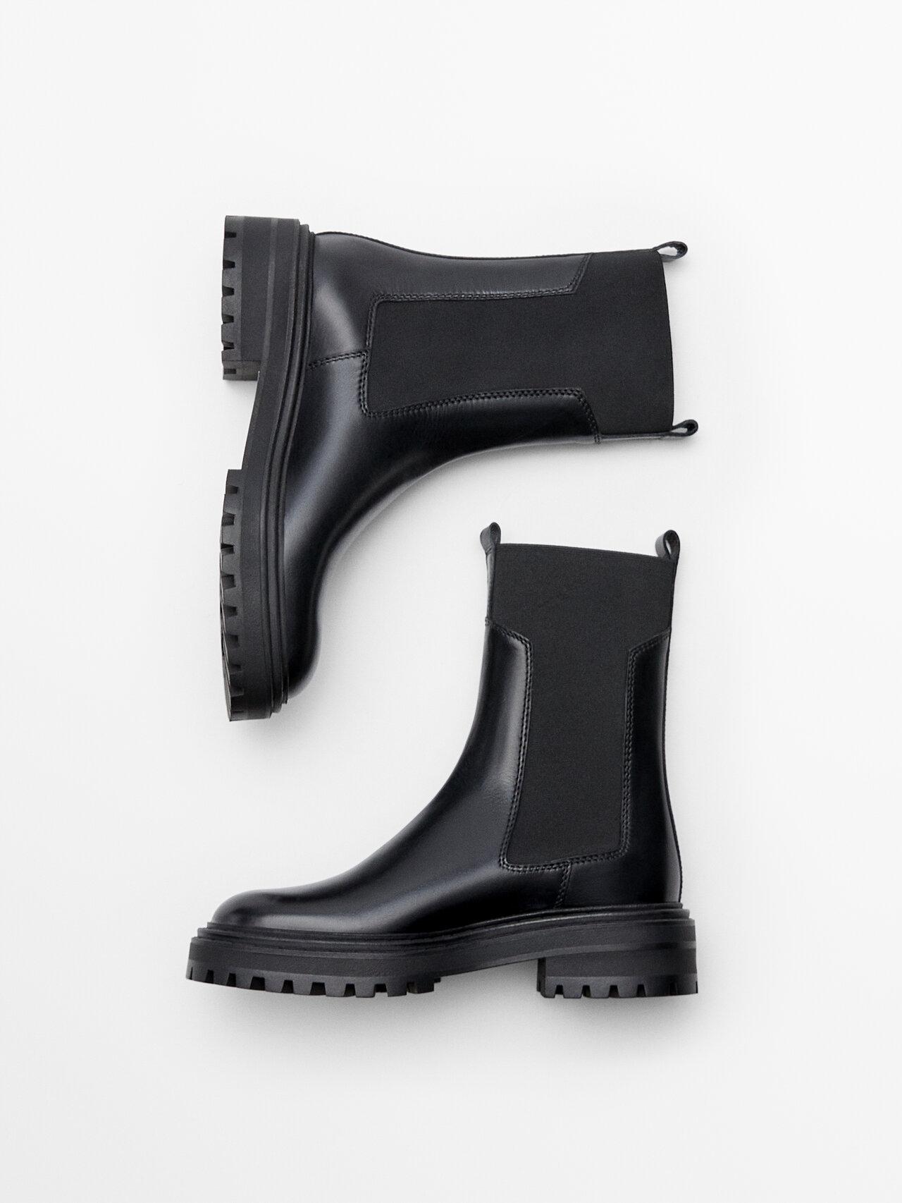 residue Sickness Untouched MASSIMO DUTTI Leather Chelsea Boots With Track Soles in Black | Lyst