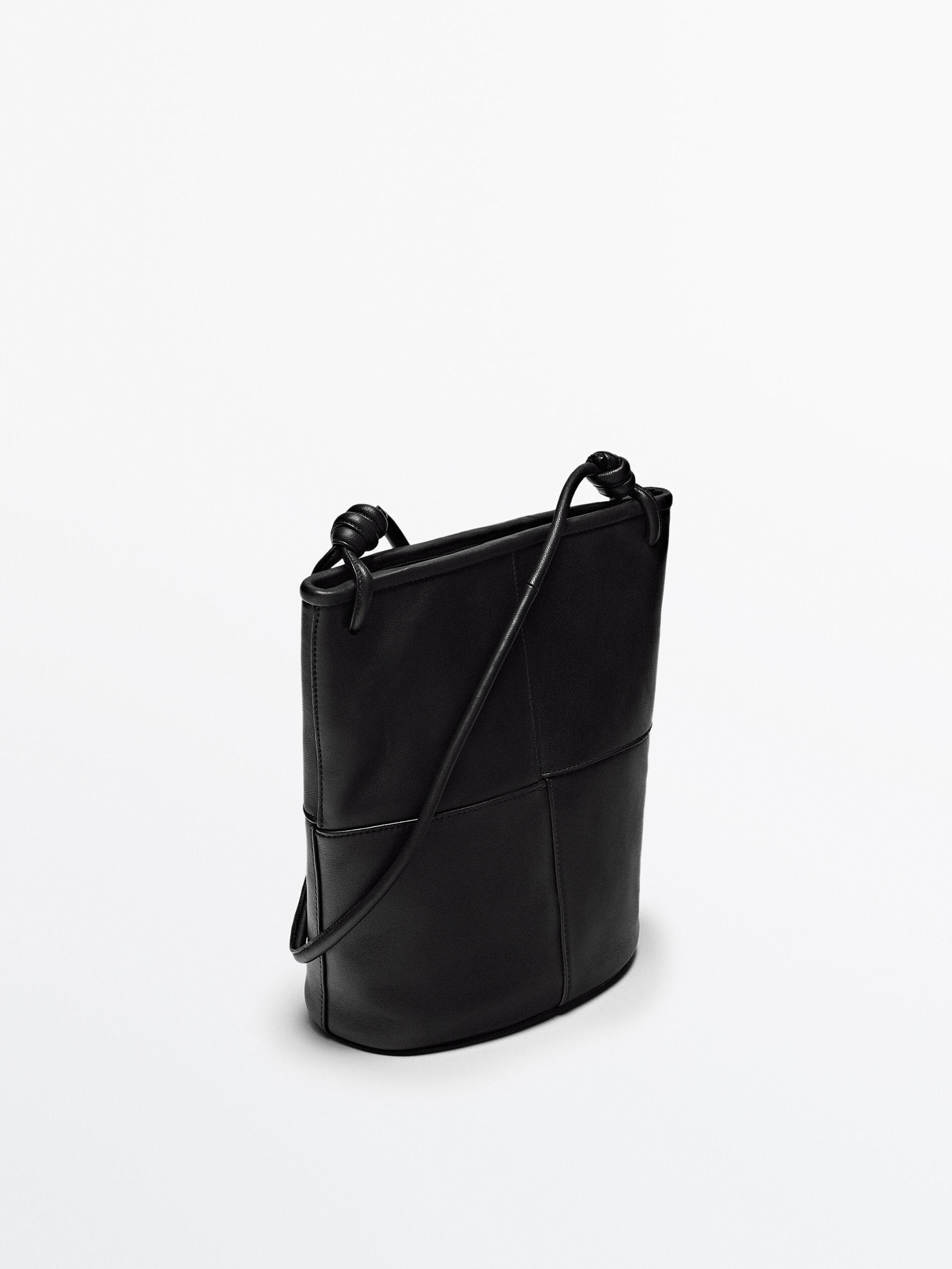 MASSIMO DUTTI Nappa Leather Bucket Bag With Seam Details in Black | Lyst