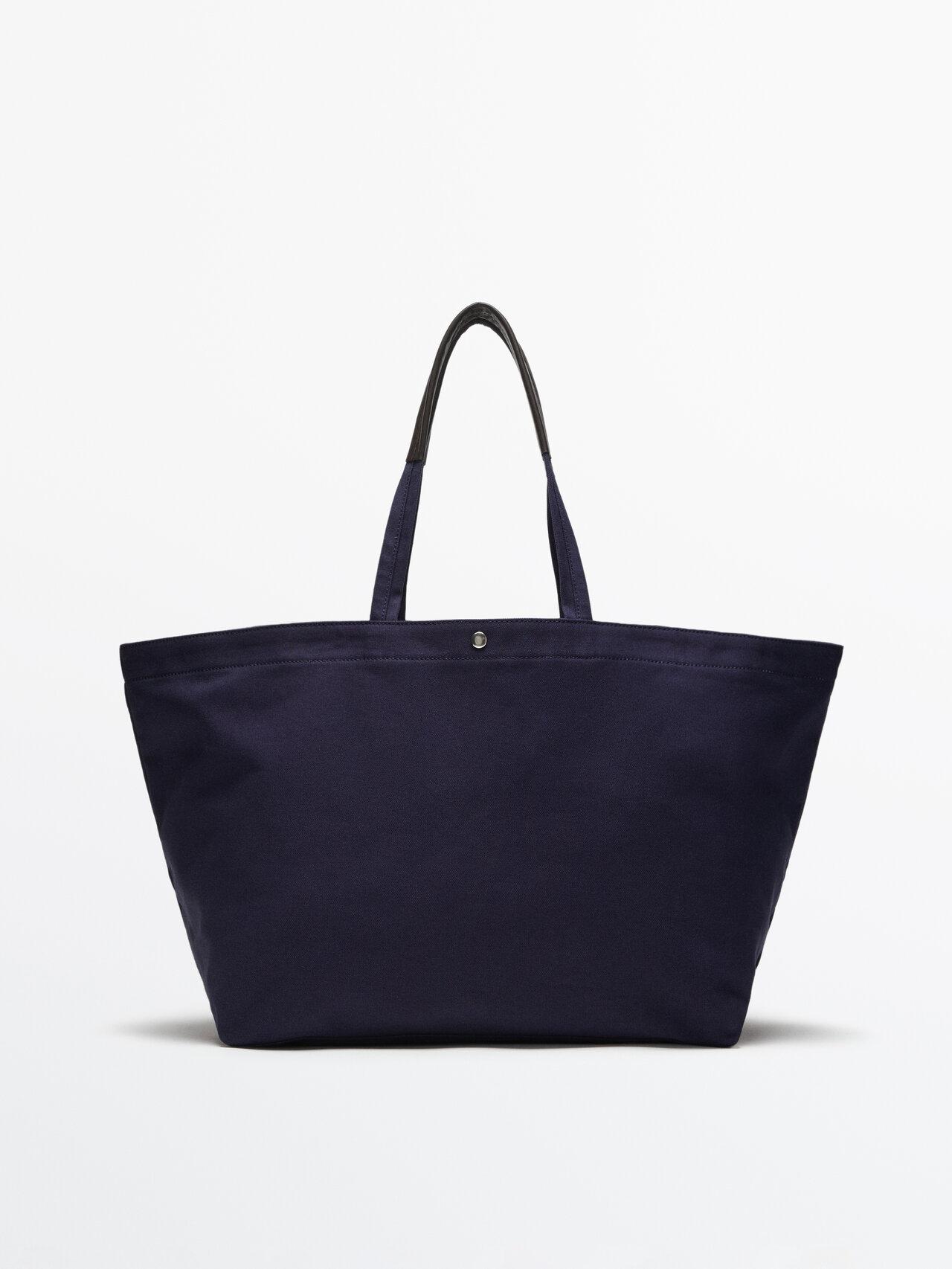 MASSIMO DUTTI Maxi Canvas Shopper Bag in Blue | Lyst