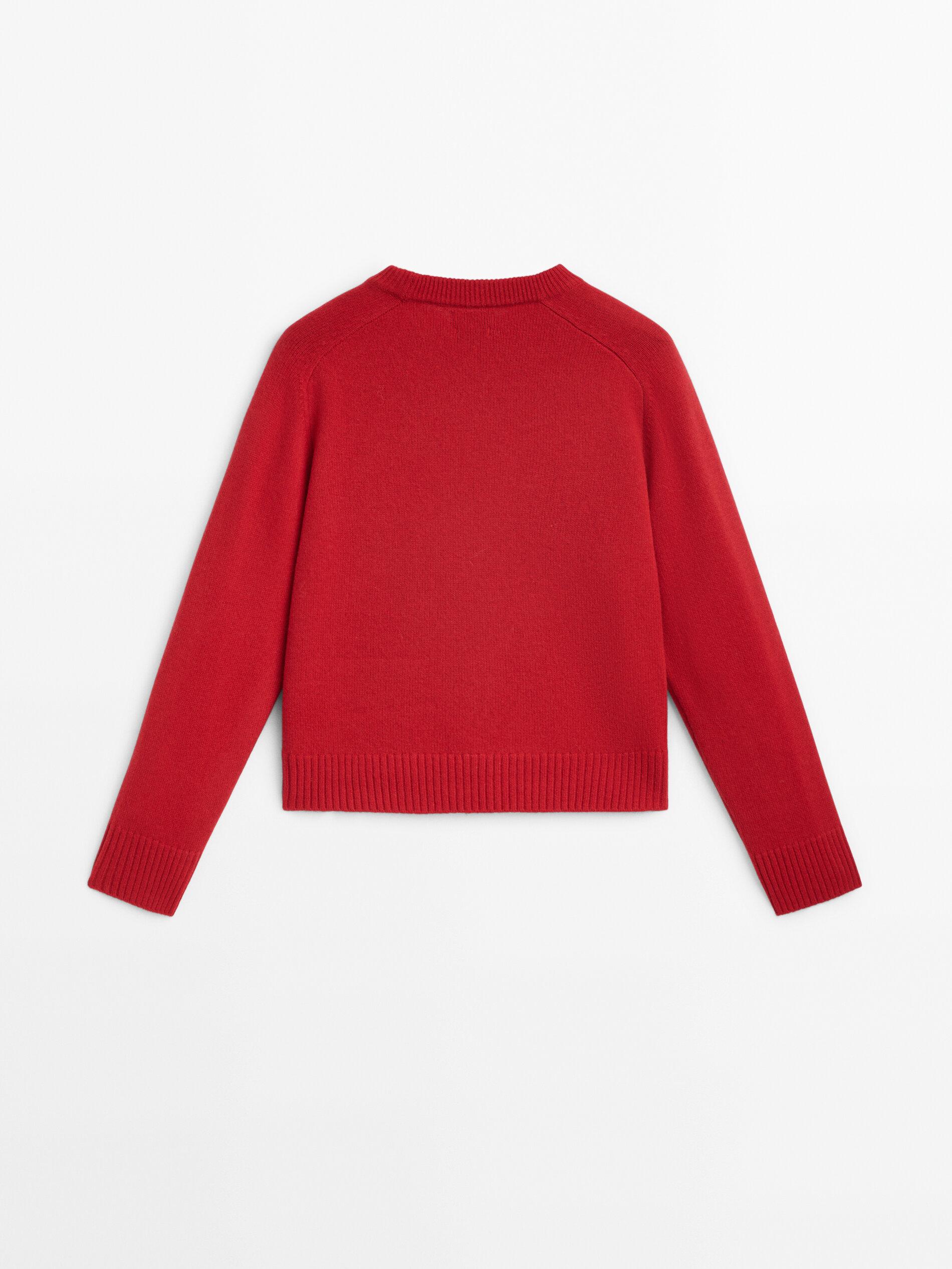 MASSIMO DUTTI Wool Blend Knit Sweater in Red | Lyst