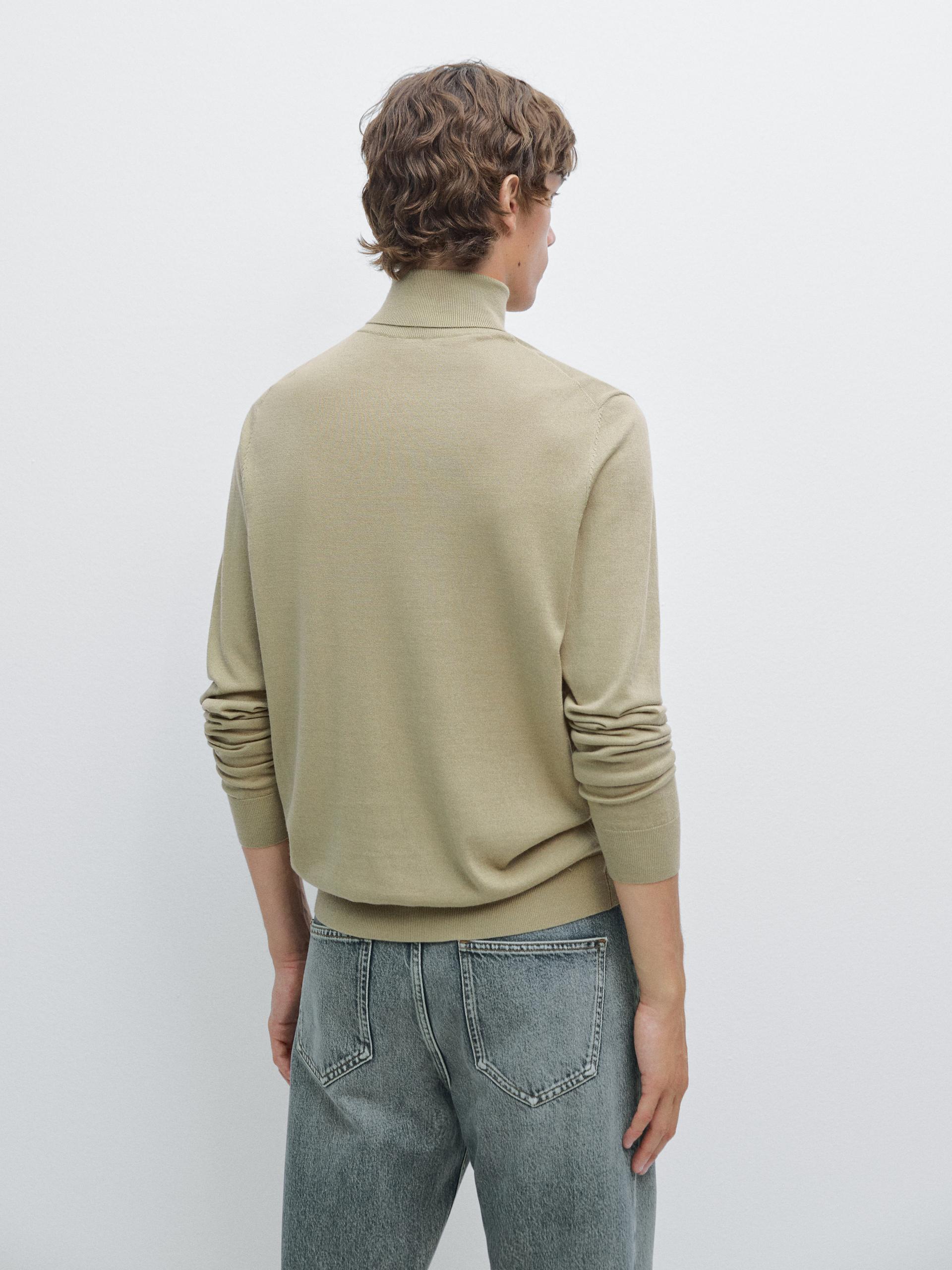 Pull Homme Massimo Dutti Coton Côtelé Vert - 1/4 Zip, Taille L, Occasion Parfait état