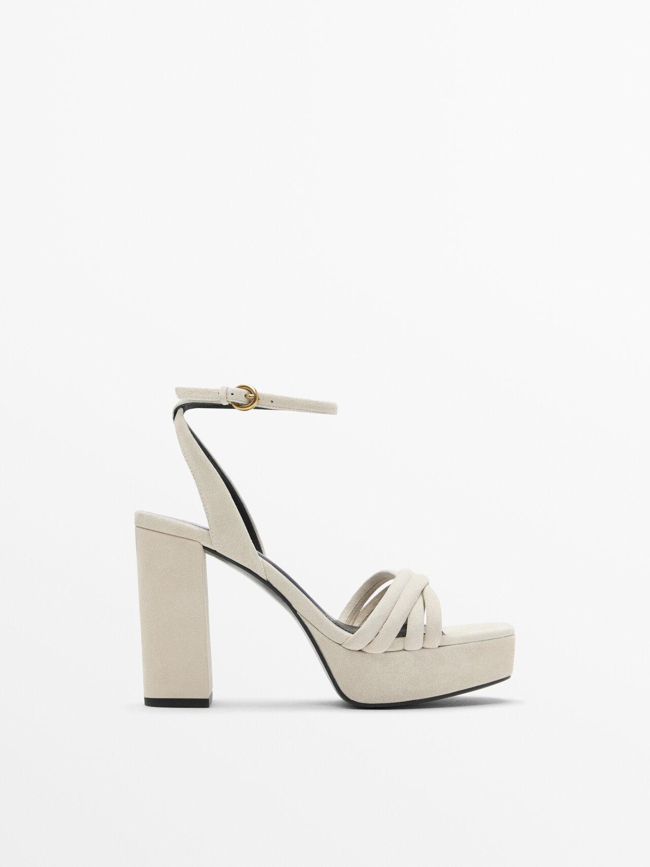 MASSIMO DUTTI Suede High-heel Platform Sandals - Studio in Natural | Lyst