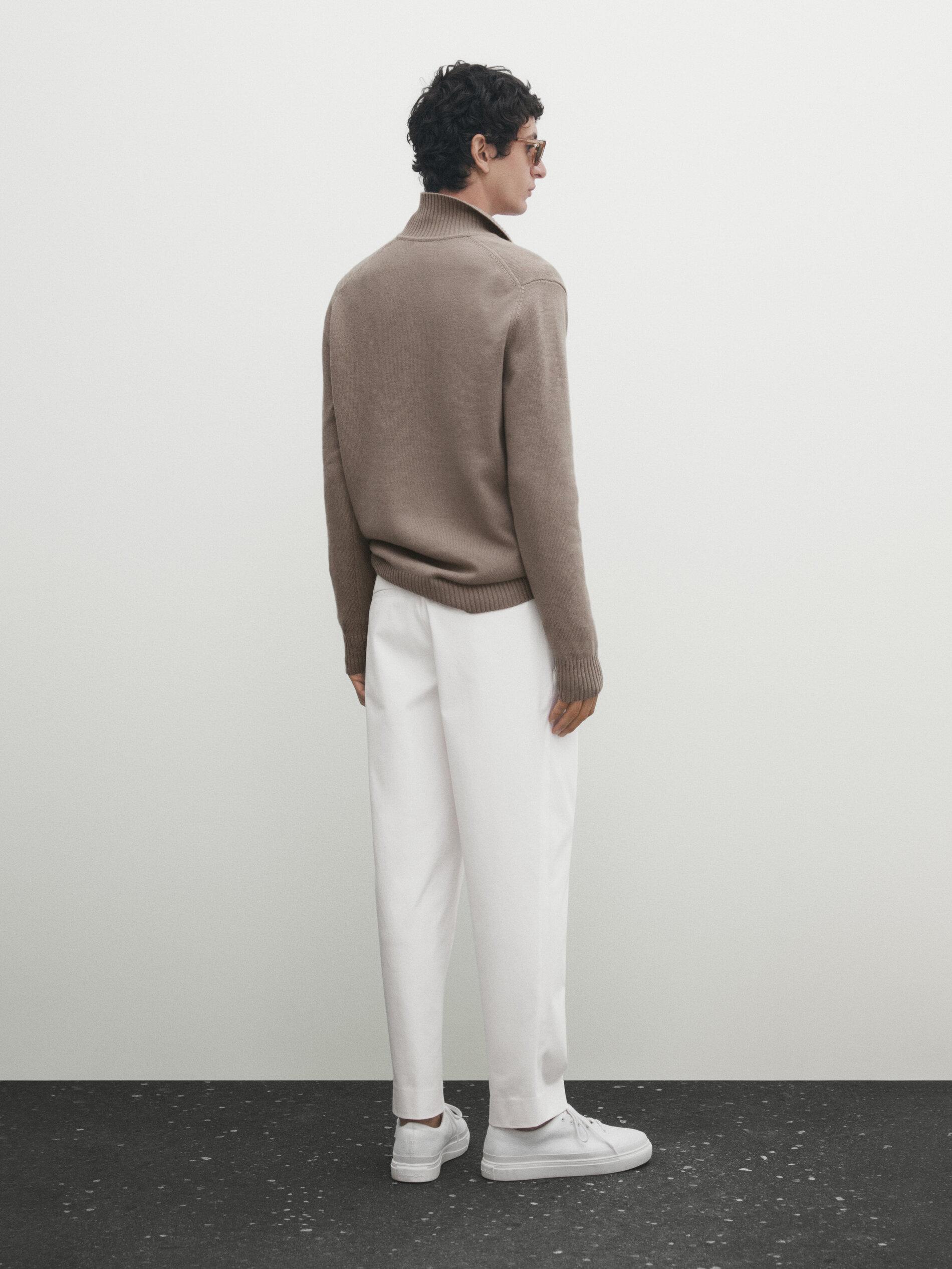 MASSIMO DUTTI Knit Sweater With A Polo Collar And Ribbed Trims in Gray for  Men | Lyst