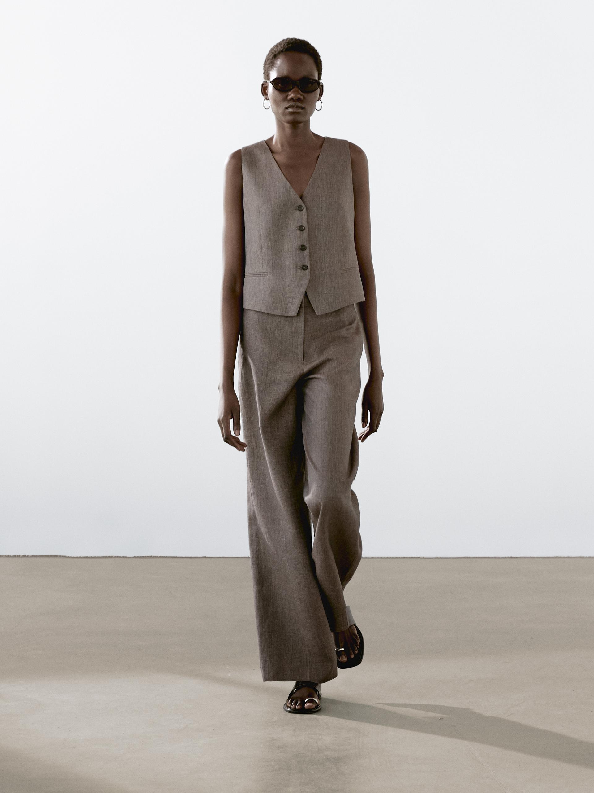 Satinado Pantalon Fluido Massimo Dutti Lino Massimo Dutti Pantalon