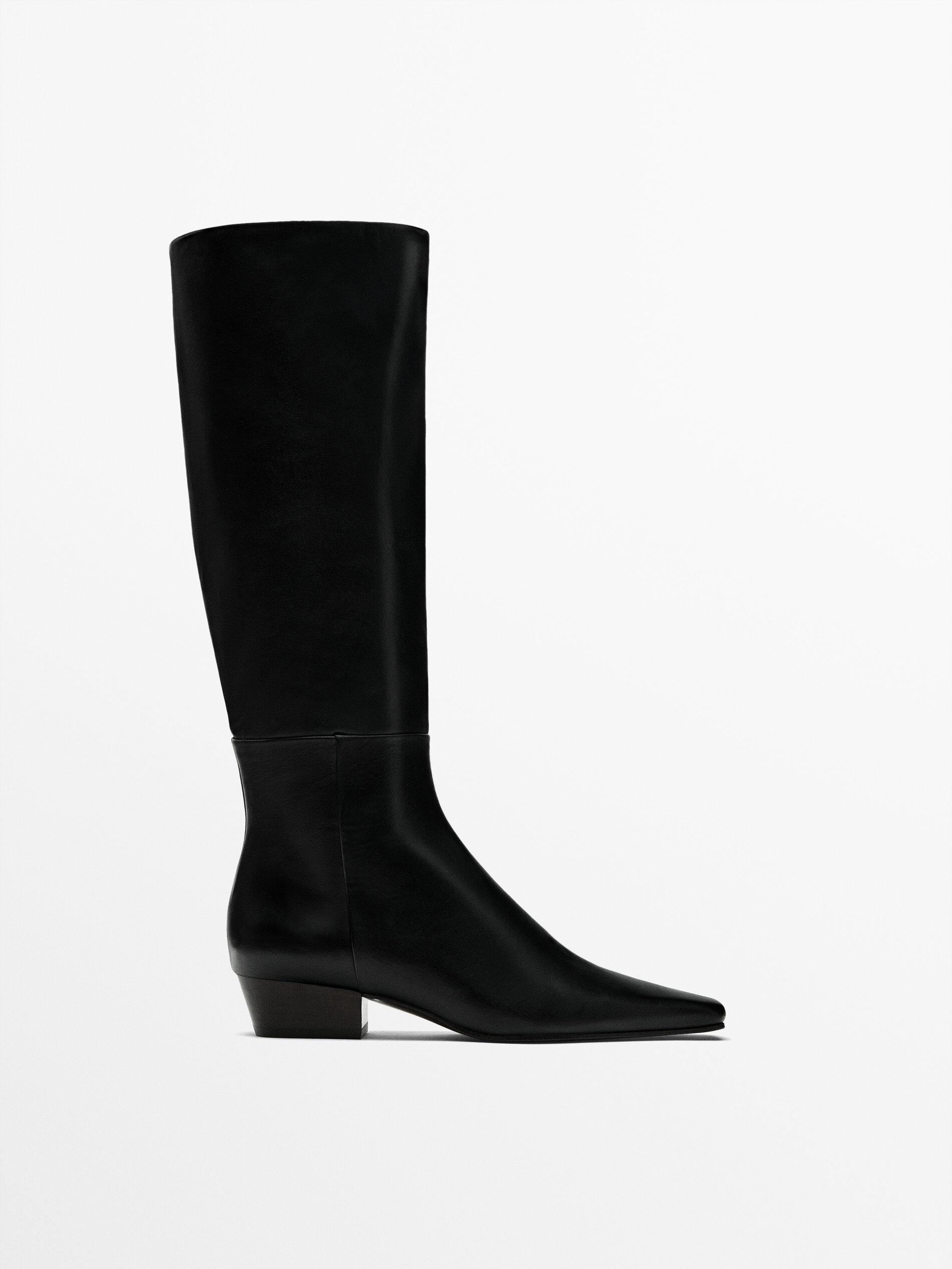 MASSIMO DUTTI Square Toe Boots in Black | Lyst