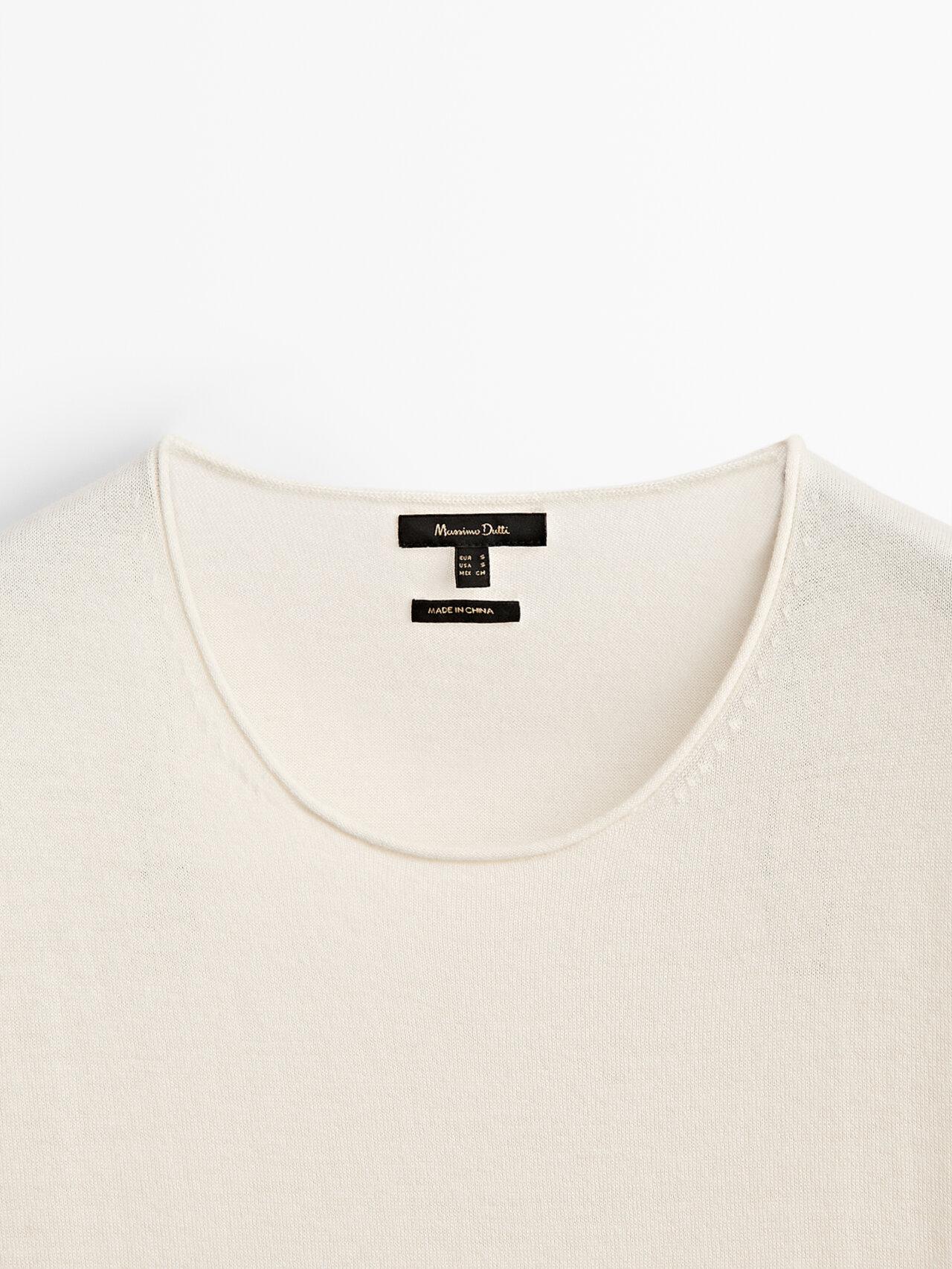MASSIMO DUTTI Short Sleeve Knit T-shirt in Cream (Natural) | Lyst