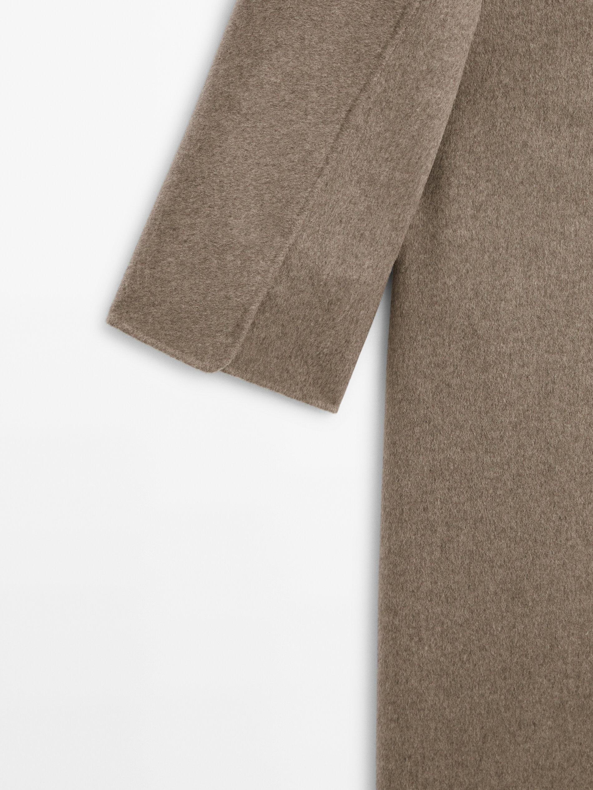 Massimo Dutti - - Wool Blend Robe Coat with Belt - Cream - Xs