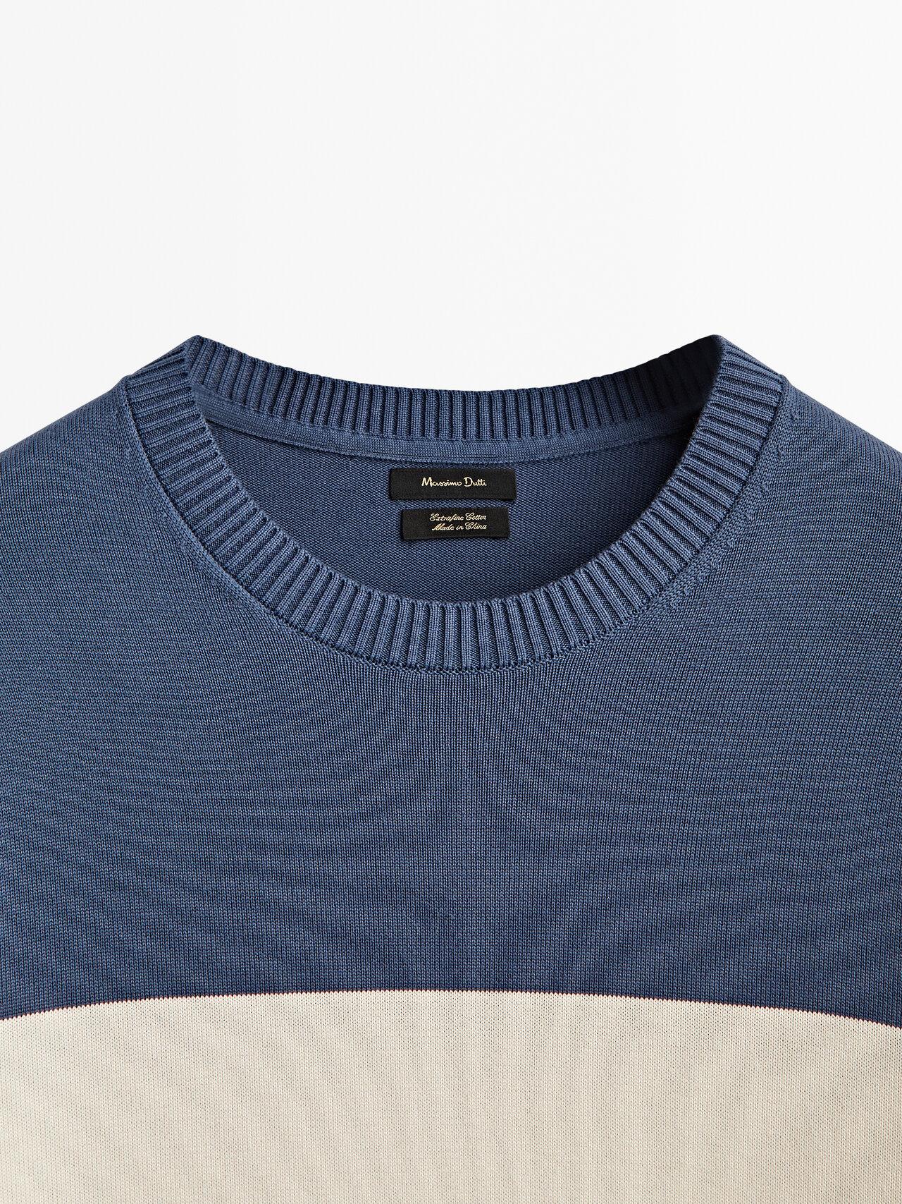 MASSIMO DUTTI Colour Block Crew Neck Sweater in Blue for Men | Lyst