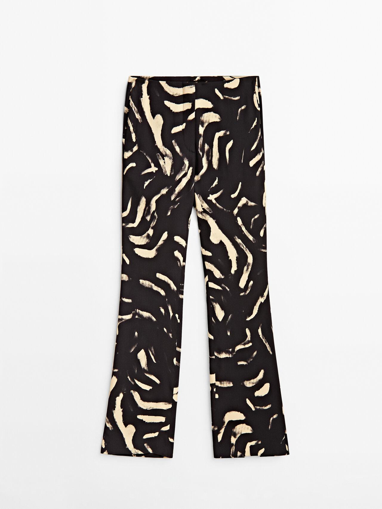 MASSIMO DUTTI Animal Print Trousers in Black Lyst