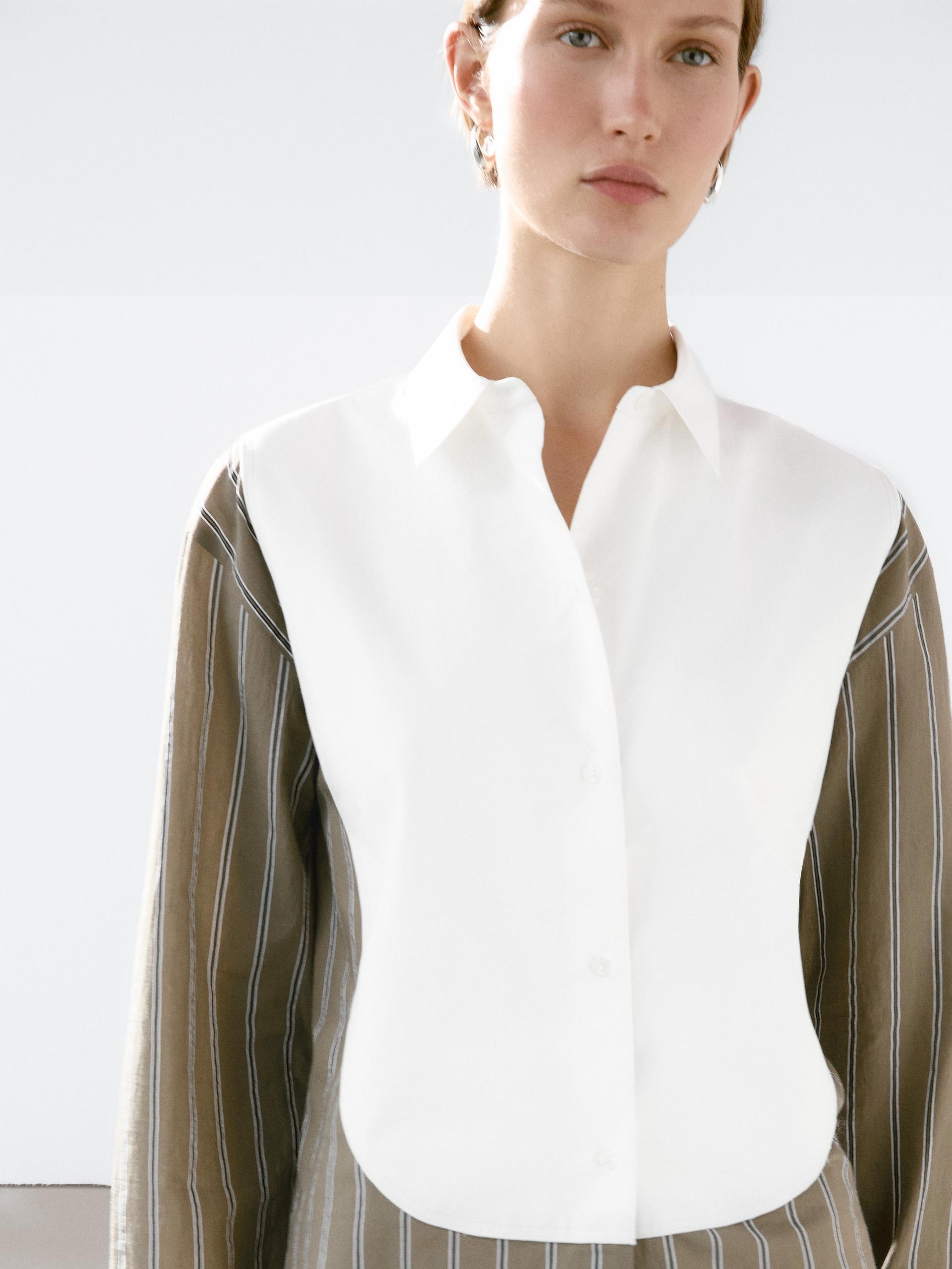 Camisa Pechera Rayas Mezcla Algodón MASSIMO DUTTI de color Blanco | Lyst, image size:1920x2560