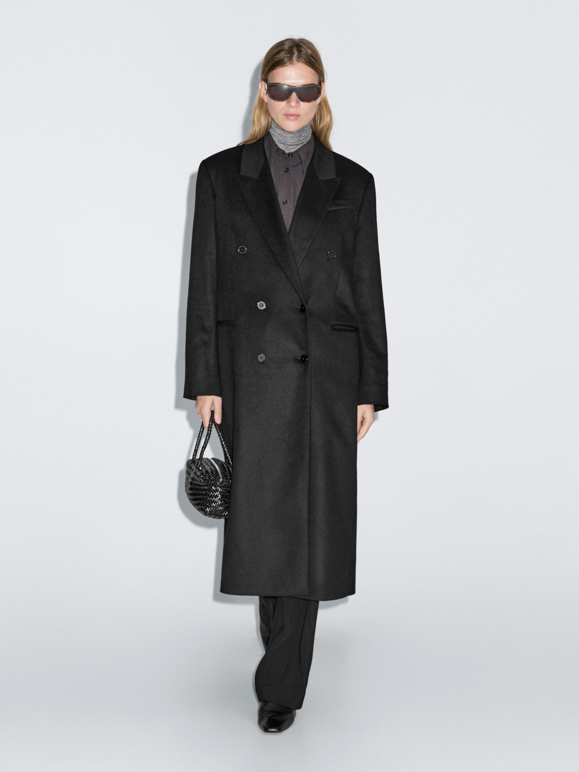 お値下げ！スレンダーにMassimo Dutti 34 ブラックロングコート 
