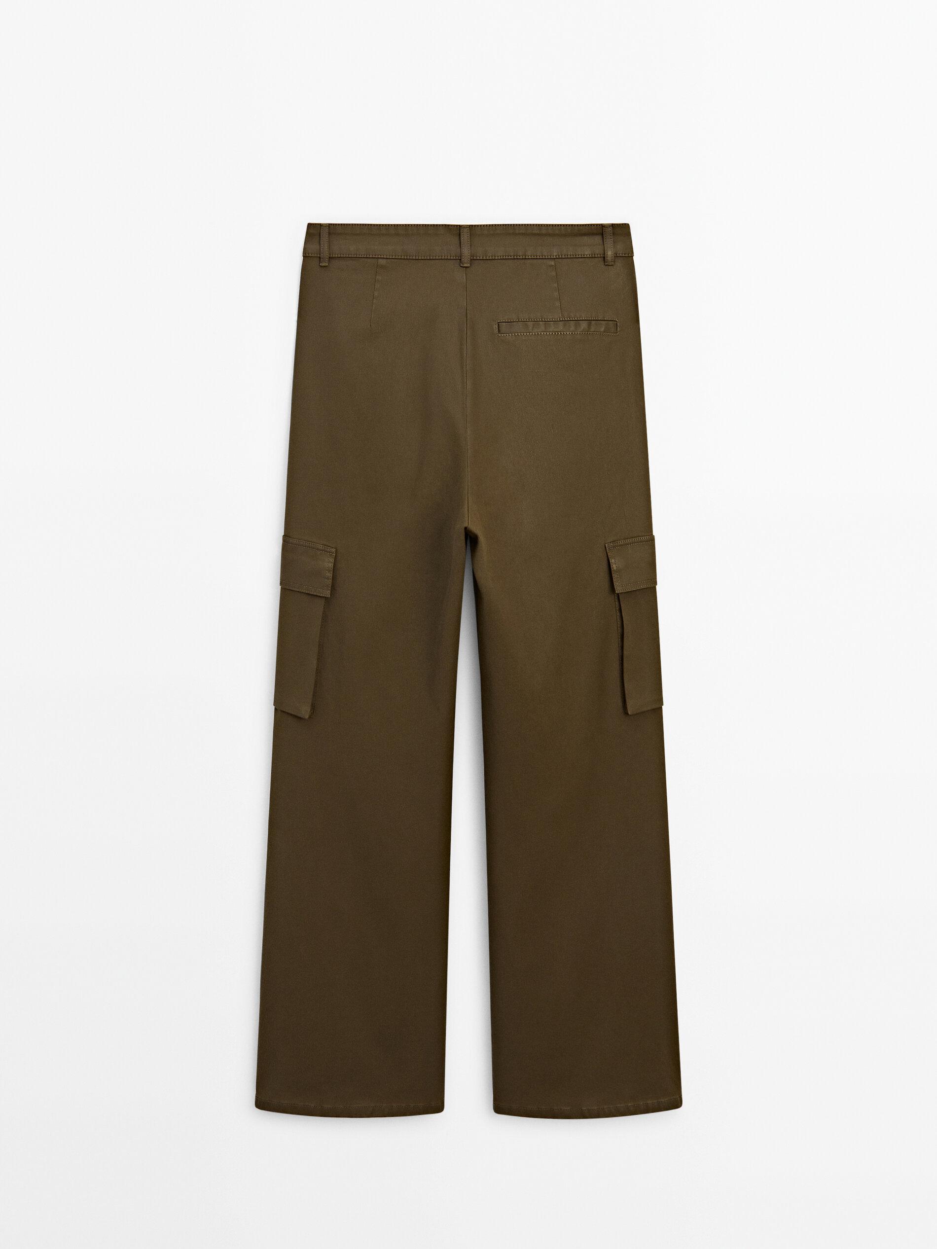 H&M Women Pure Cotton Twill Cargo Trousers Price in India, Full