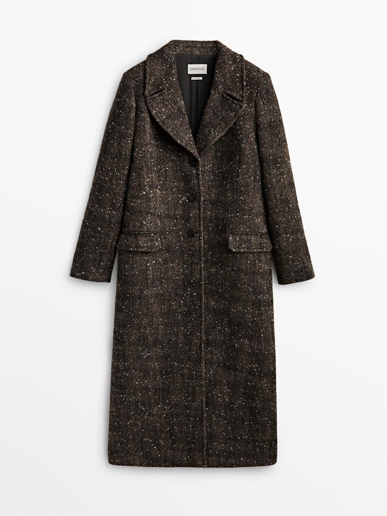 MASSIMO DUTTI Long Wool Blend Coat in Black Lyst