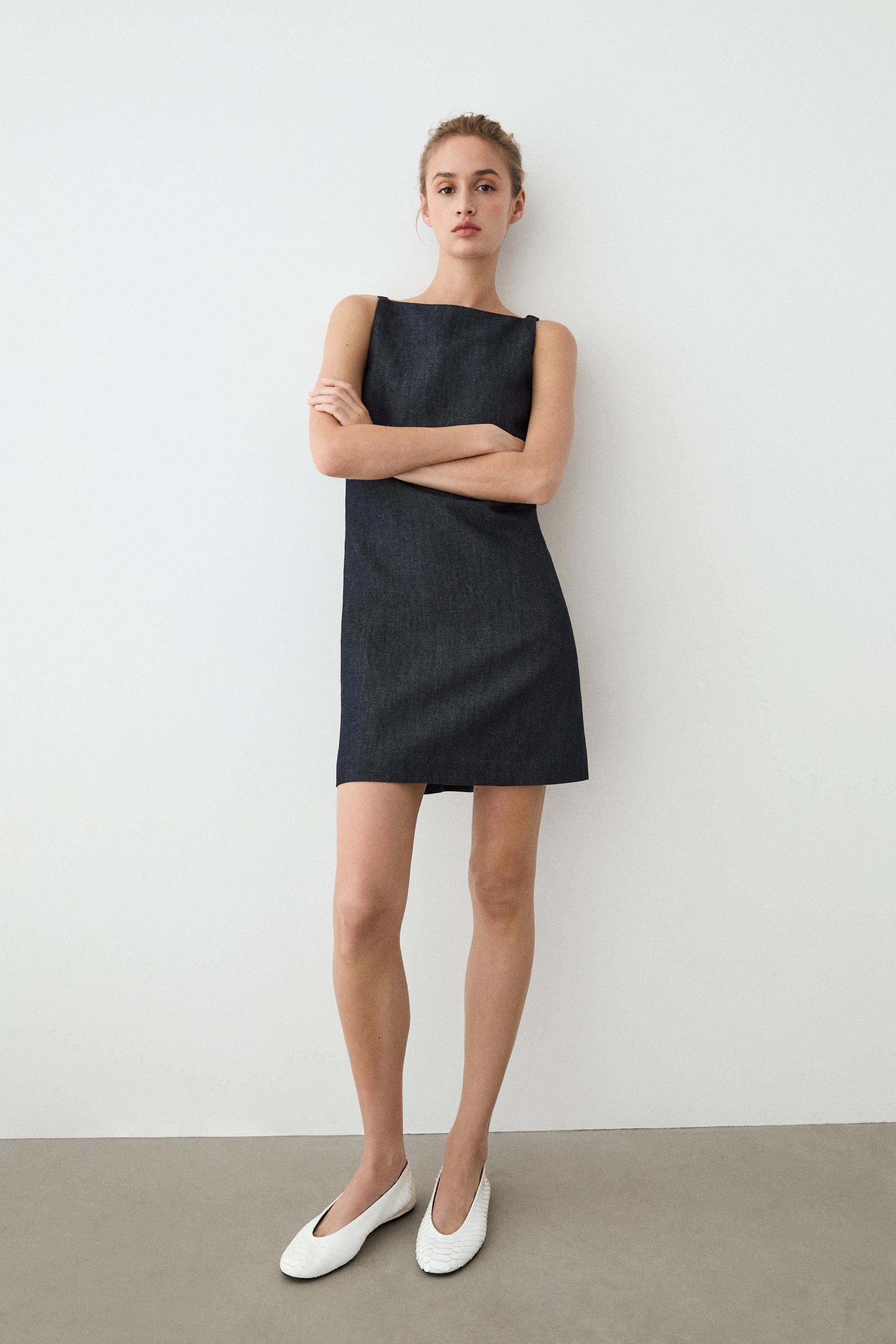 massimo dutti mini dress Massimo Dutti Womens Mini Dress XS Gray Flowing Satin Sleeveless 6655/655 NWT