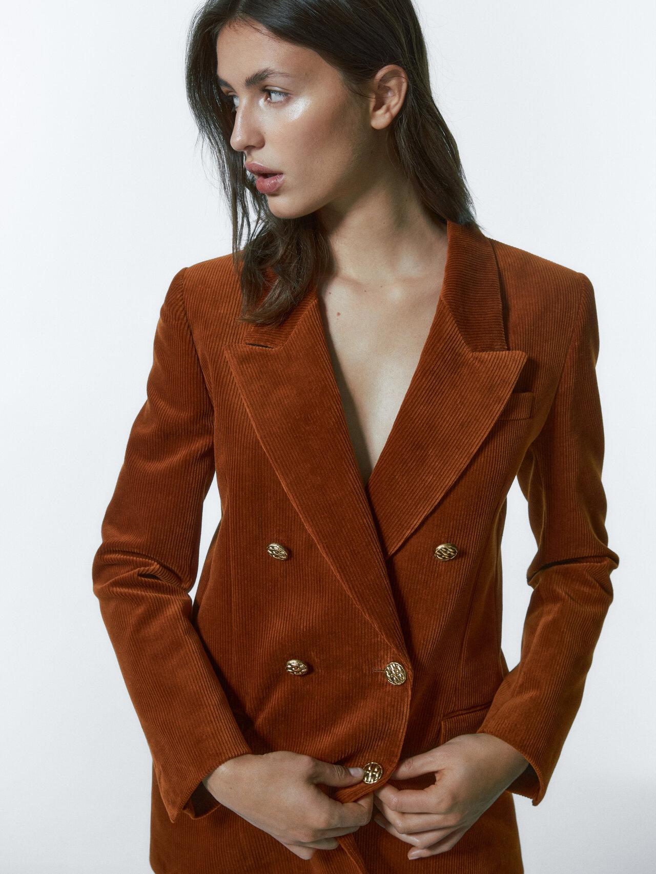 MASSIMO DUTTI Corduroy Suit Blazer in Brown | Lyst