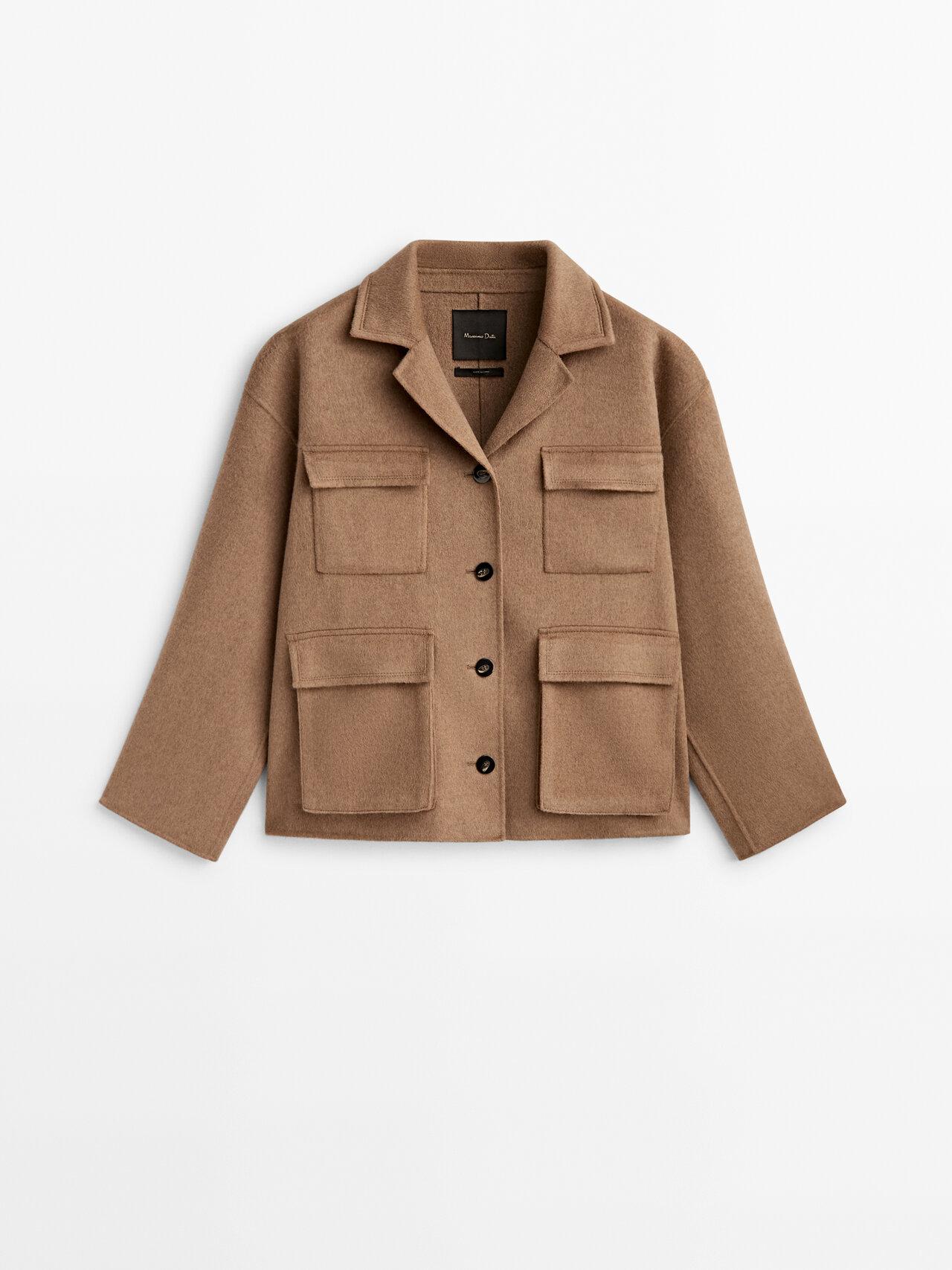 MASSIMO DUTTI Short Wool Blend Coat With Pockets in Brown | Lyst