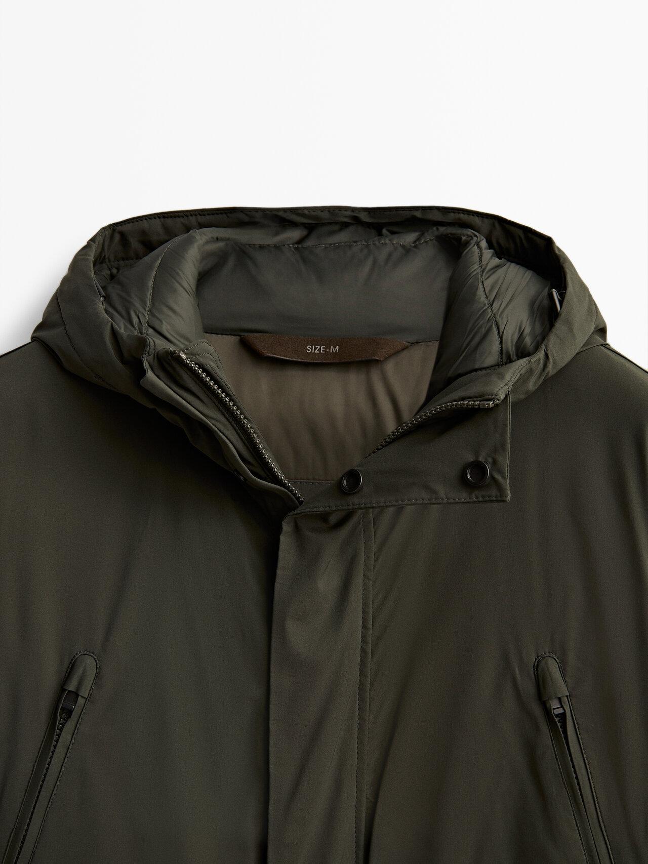 MASSIMO DUTTI Feather Parka With Hood in Green for Men | Lyst