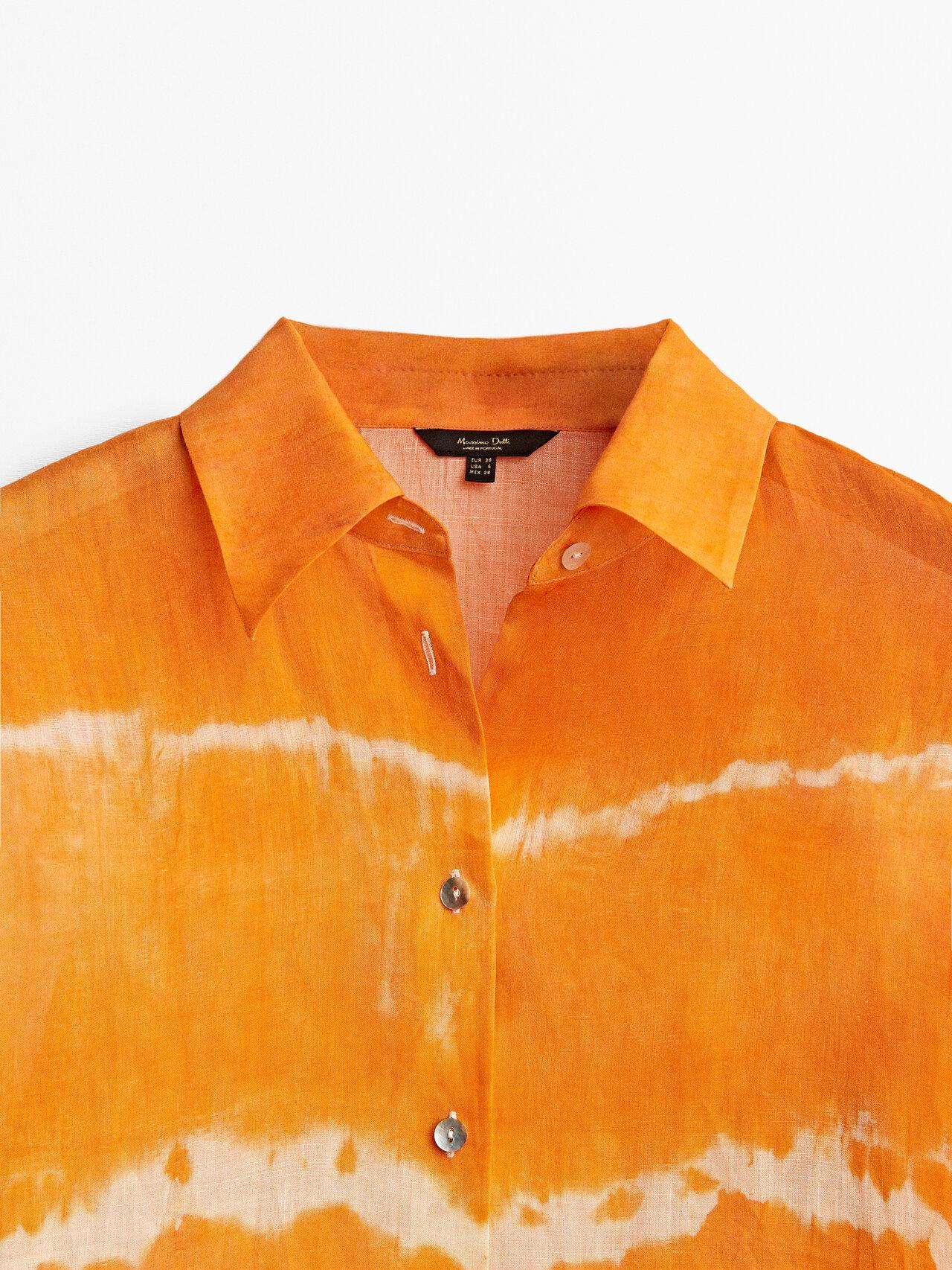 MASSIMO DUTTI Ramie Tie-dye Orange Shirt | Lyst