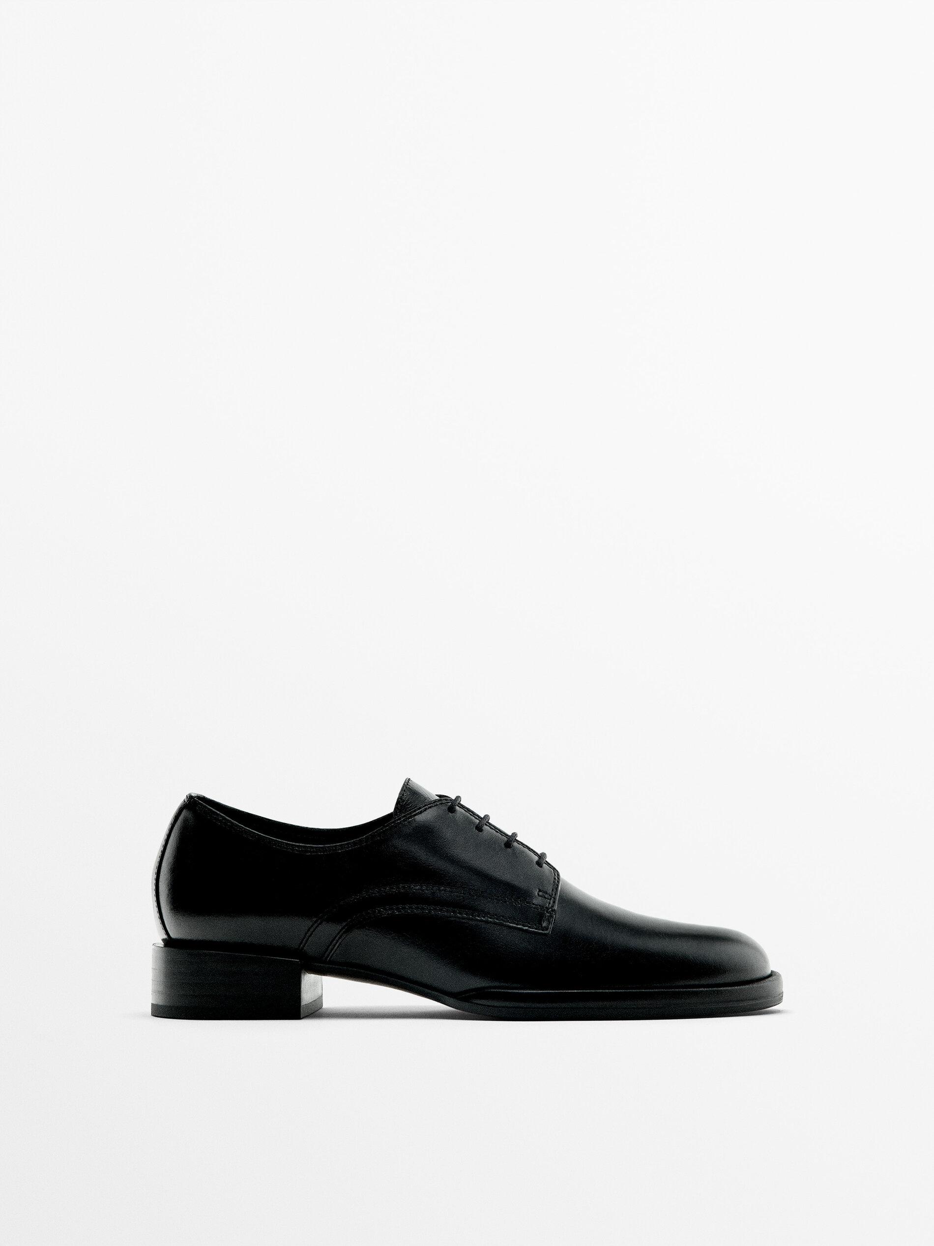 MASSIMO DUTTI Flat Lace-Up Shoes in Black | Lyst