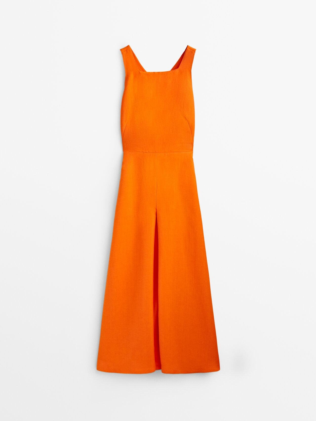 MASSIMO DUTTI Dress With Crossed Back in Orange | Lyst