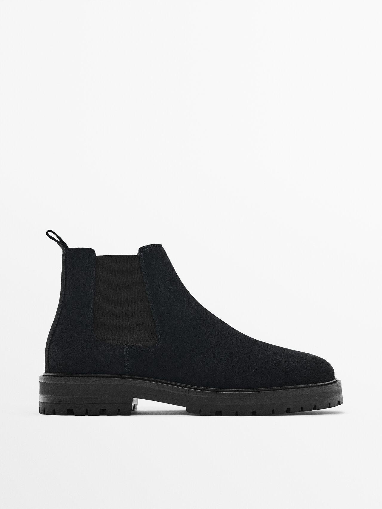 MASSIMO DUTTI Split Suede Chelsea Boots in Black for Men | Lyst