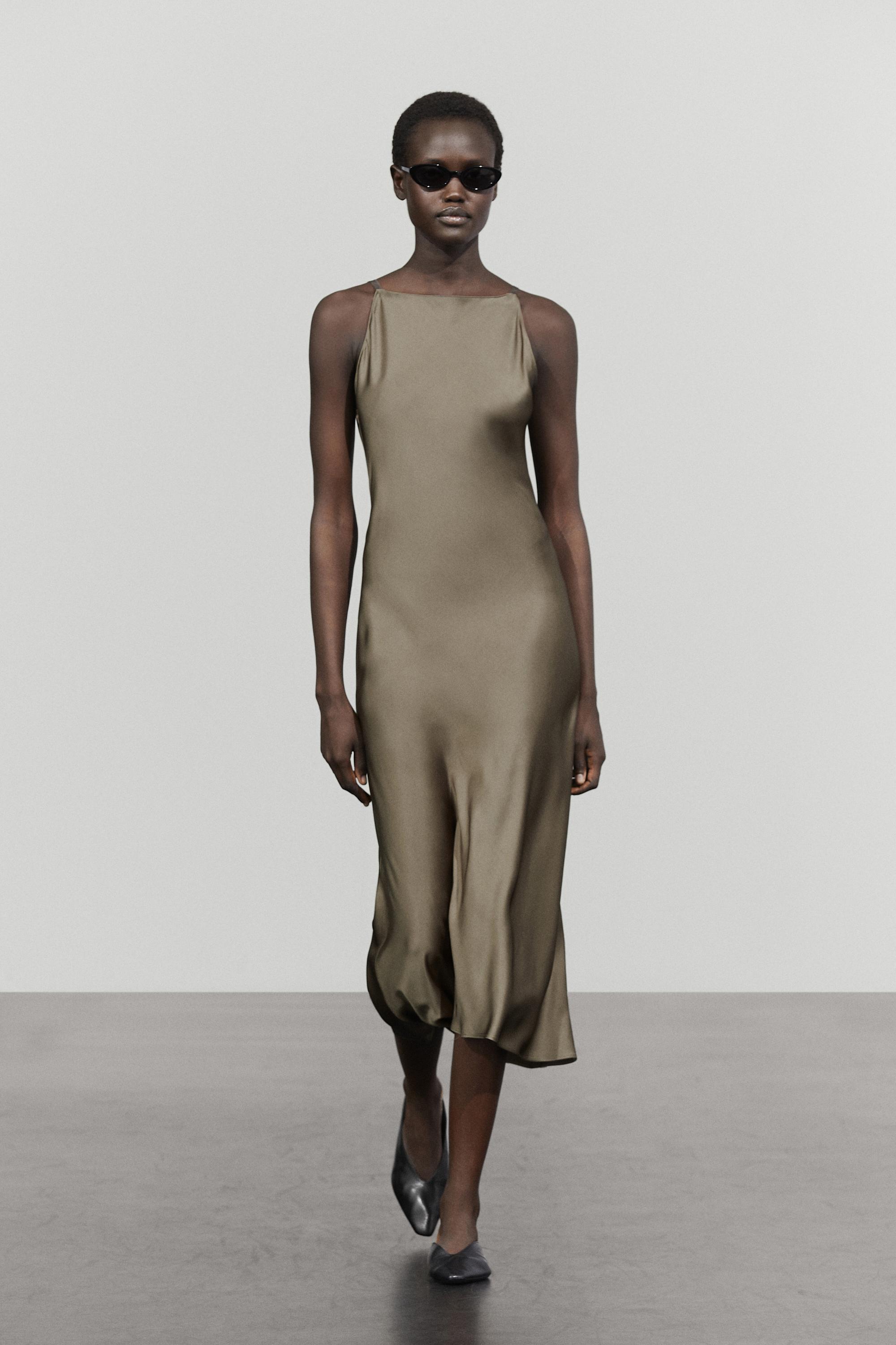 massimo dutti green asymmetric dress Women's Casual and day dresses from $160 Variant:XS Dark brown Web Collection: Award Season A Line V Neck