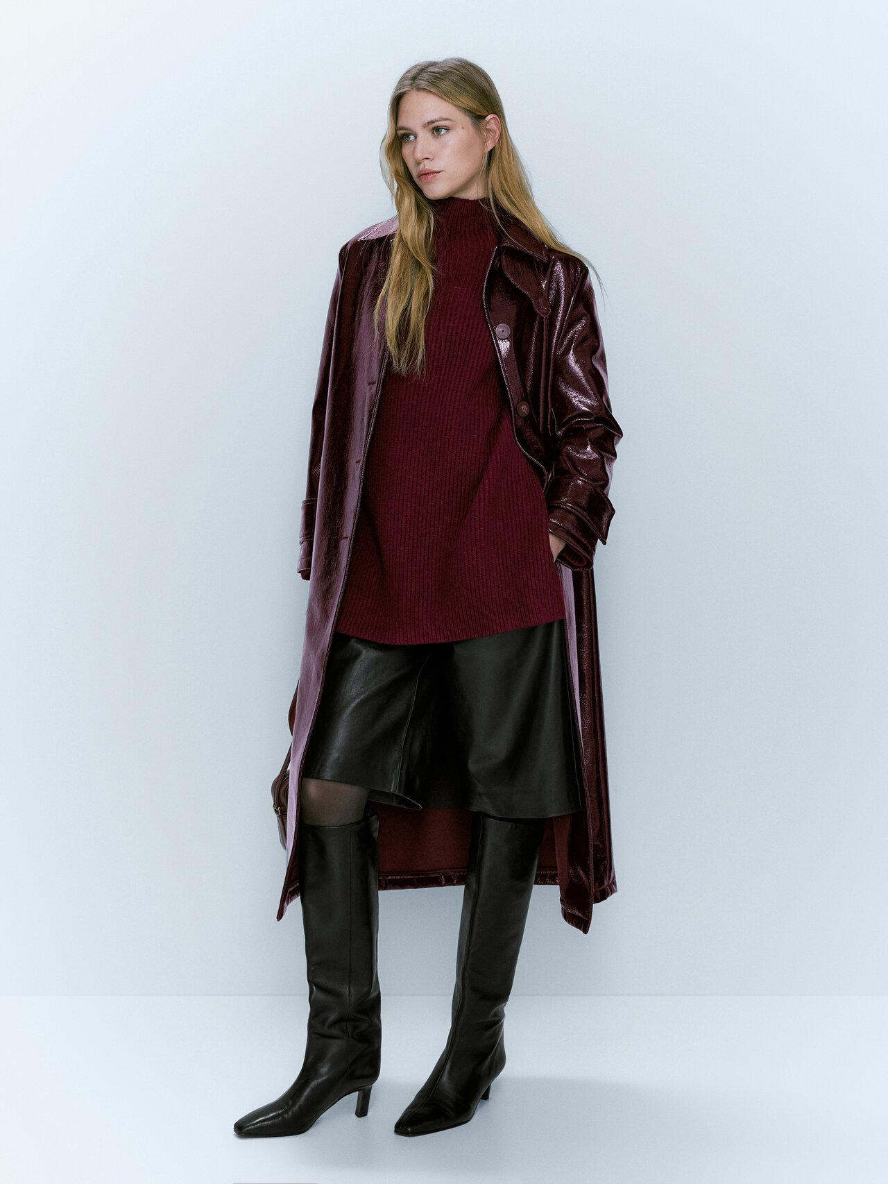 MASSIMO DUTTI Patent Trench Jacket in Red | Lyst