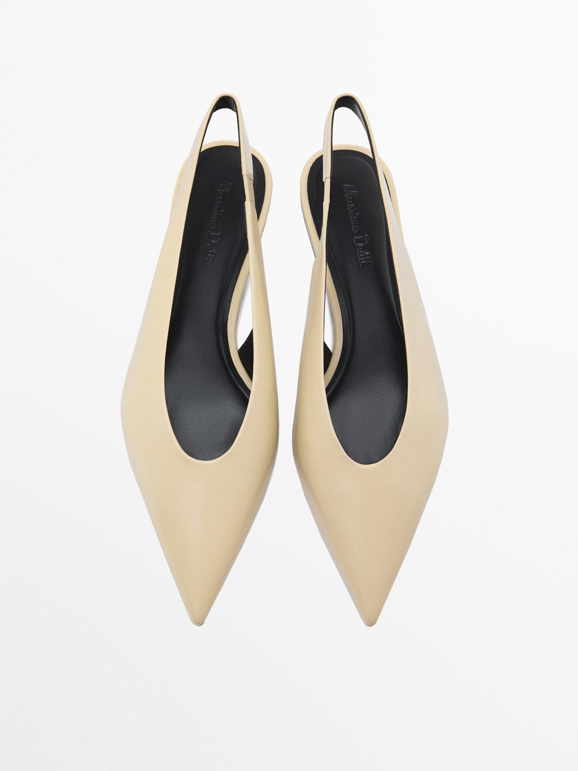 MASSIMO DUTTI Slingback Ballet Flats With Pointed Toe in White