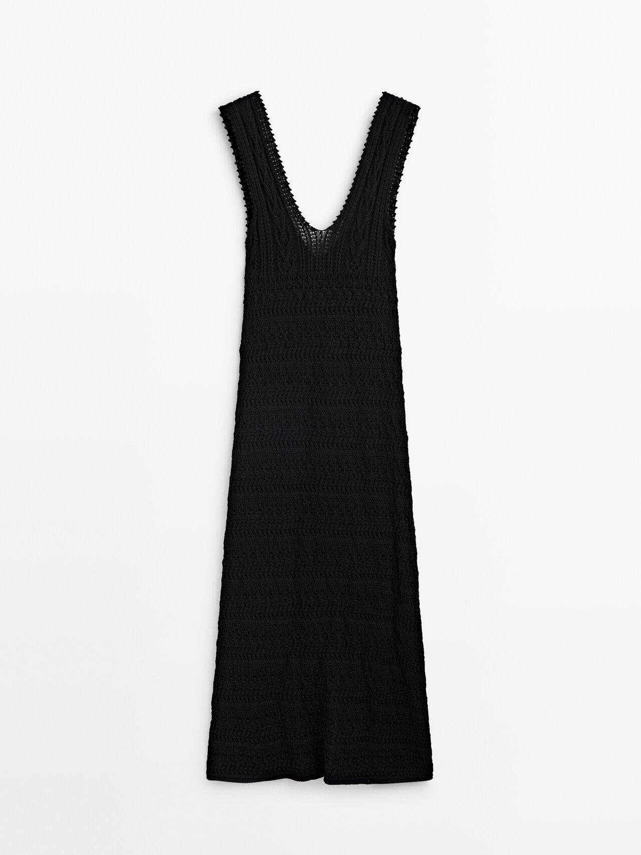 MASSIMO DUTTI Crochet Knit Dress With Buttons At The Back studio in