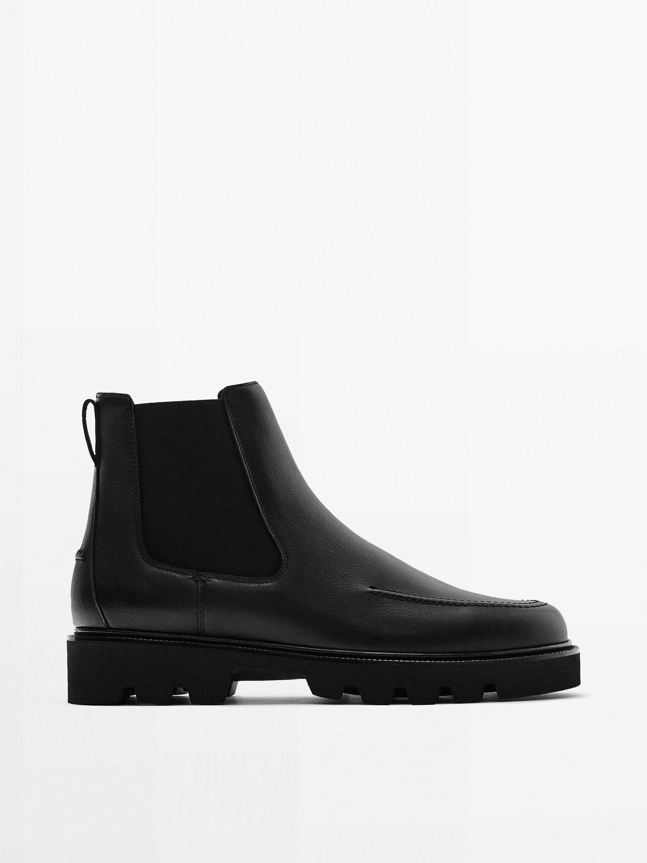 MASSIMO DUTTI Moc Toe Chelsea Boots in Black for Men | Lyst