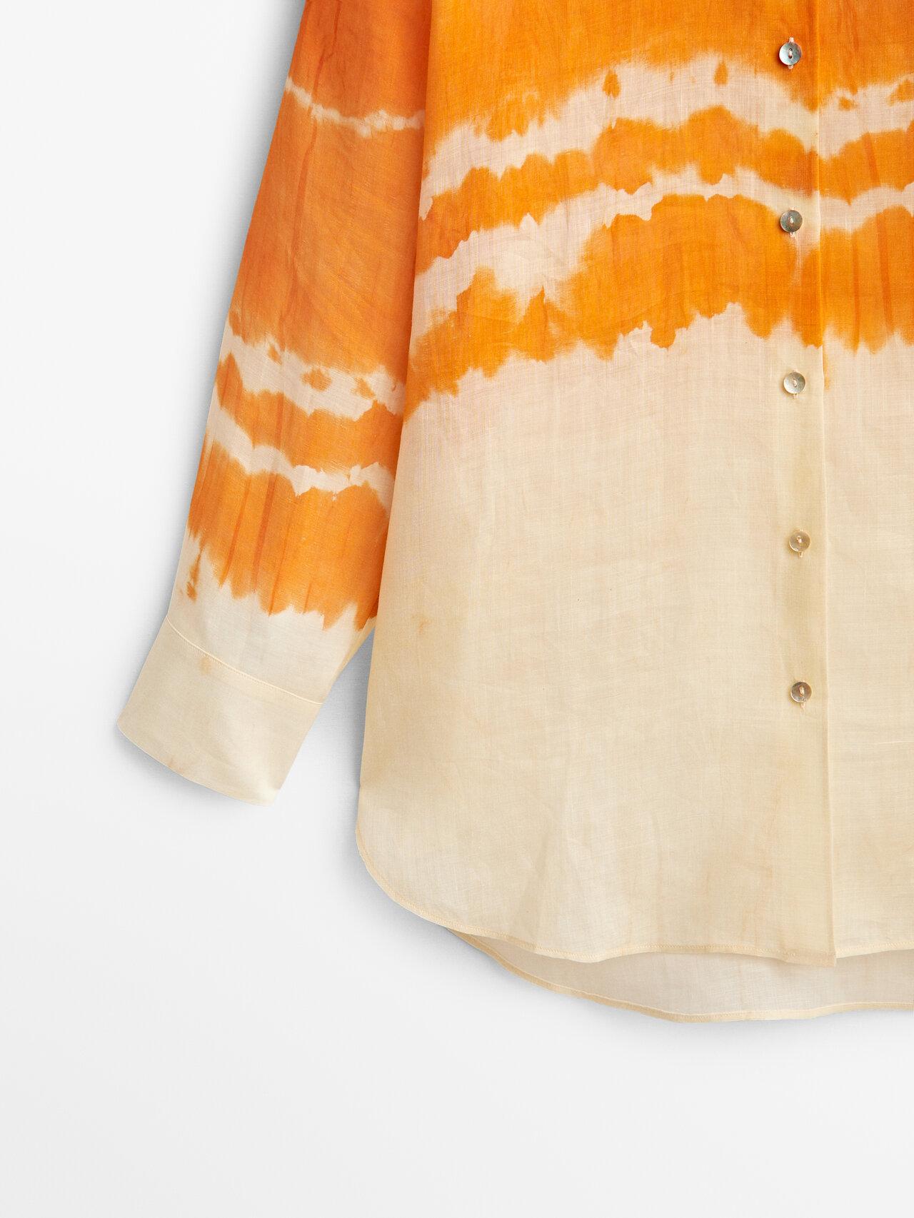 MASSIMO DUTTI Ramie Tie-dye Orange Shirt | Lyst