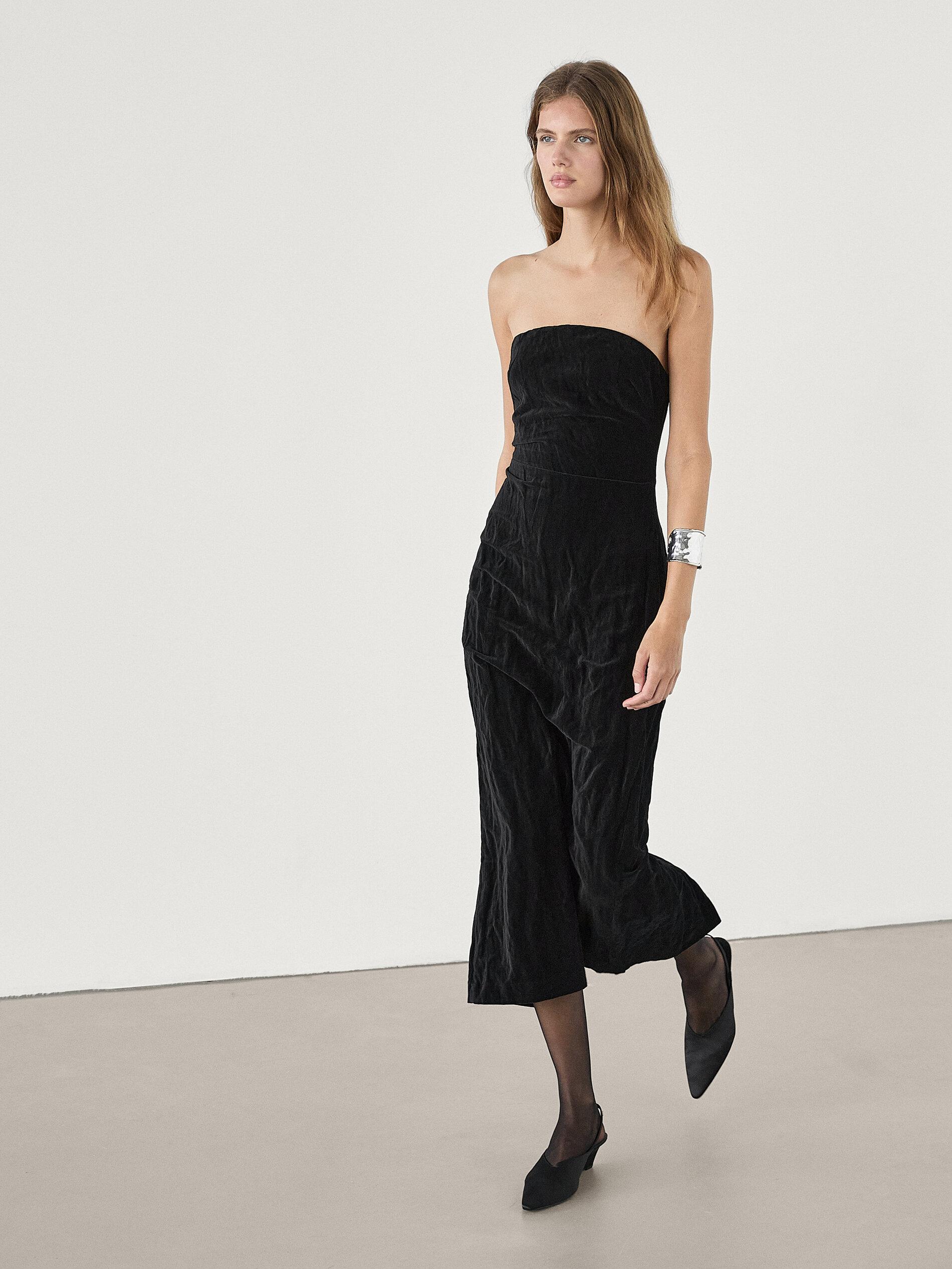 MASSIMO DUTTI Strapless Dress in Natural | Lyst UK