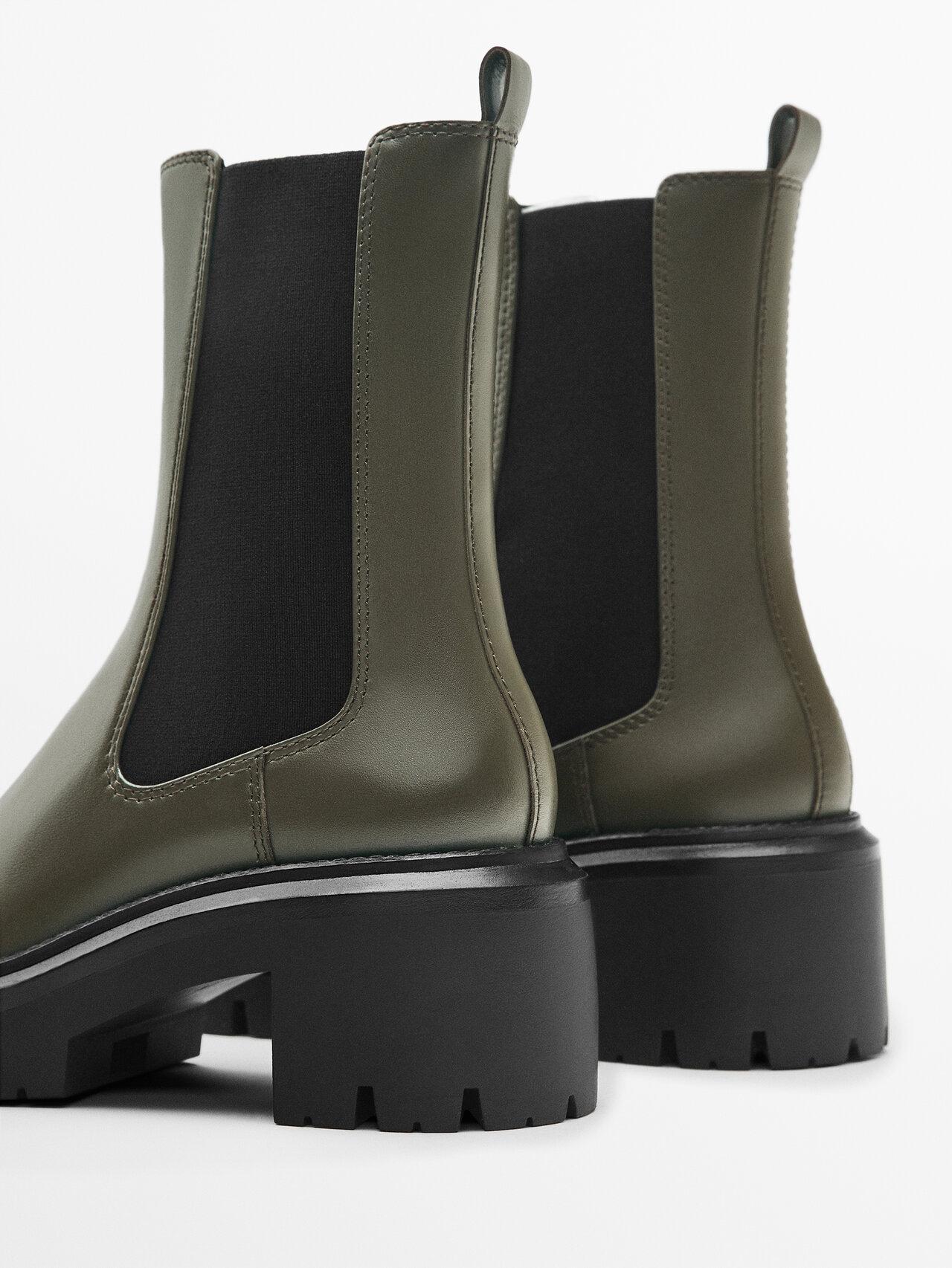 MASSIMO DUTTI Chelsea Boots With Track Soles in Green | Lyst
