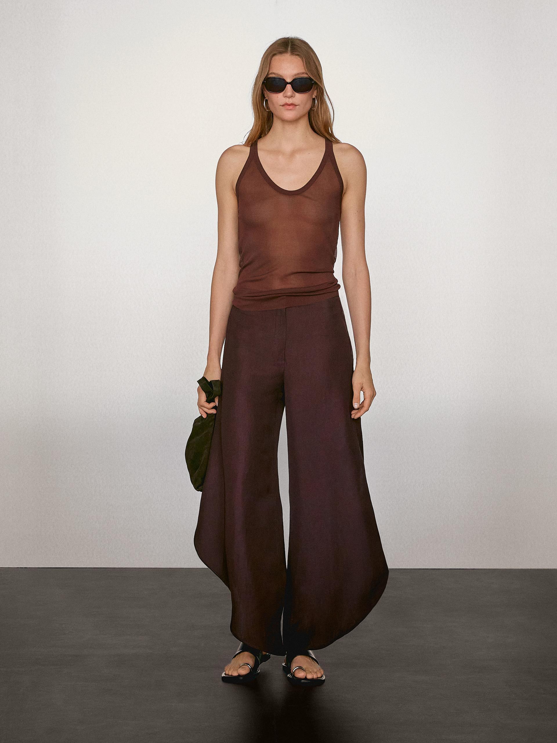 Pantalones Culotte Pantalones Cuadros Massimo Dutti Pantalon - Main Image