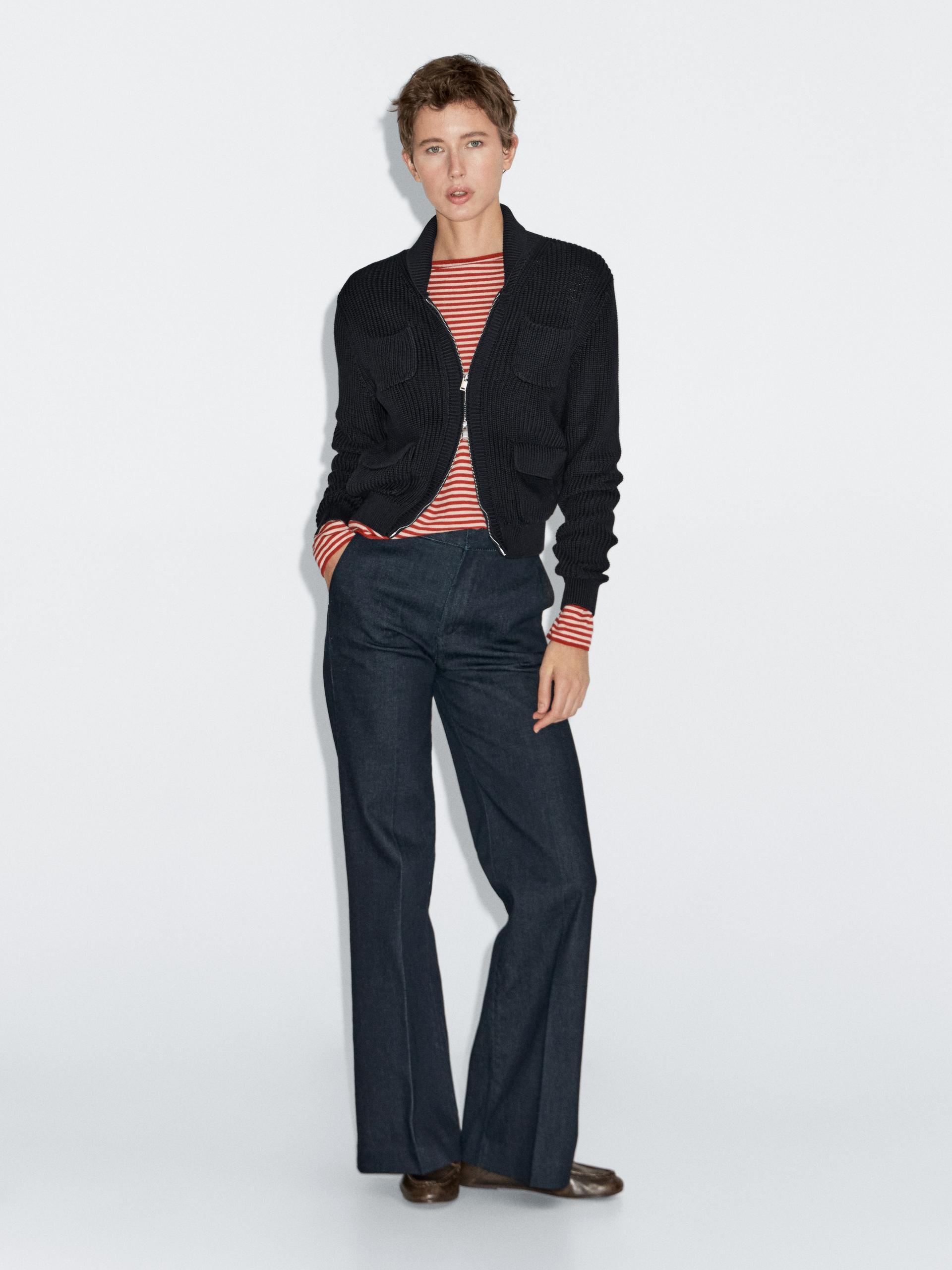 MASSIMO DUTTI Zip-Up Knit Cardigan in Blue Lyst UK