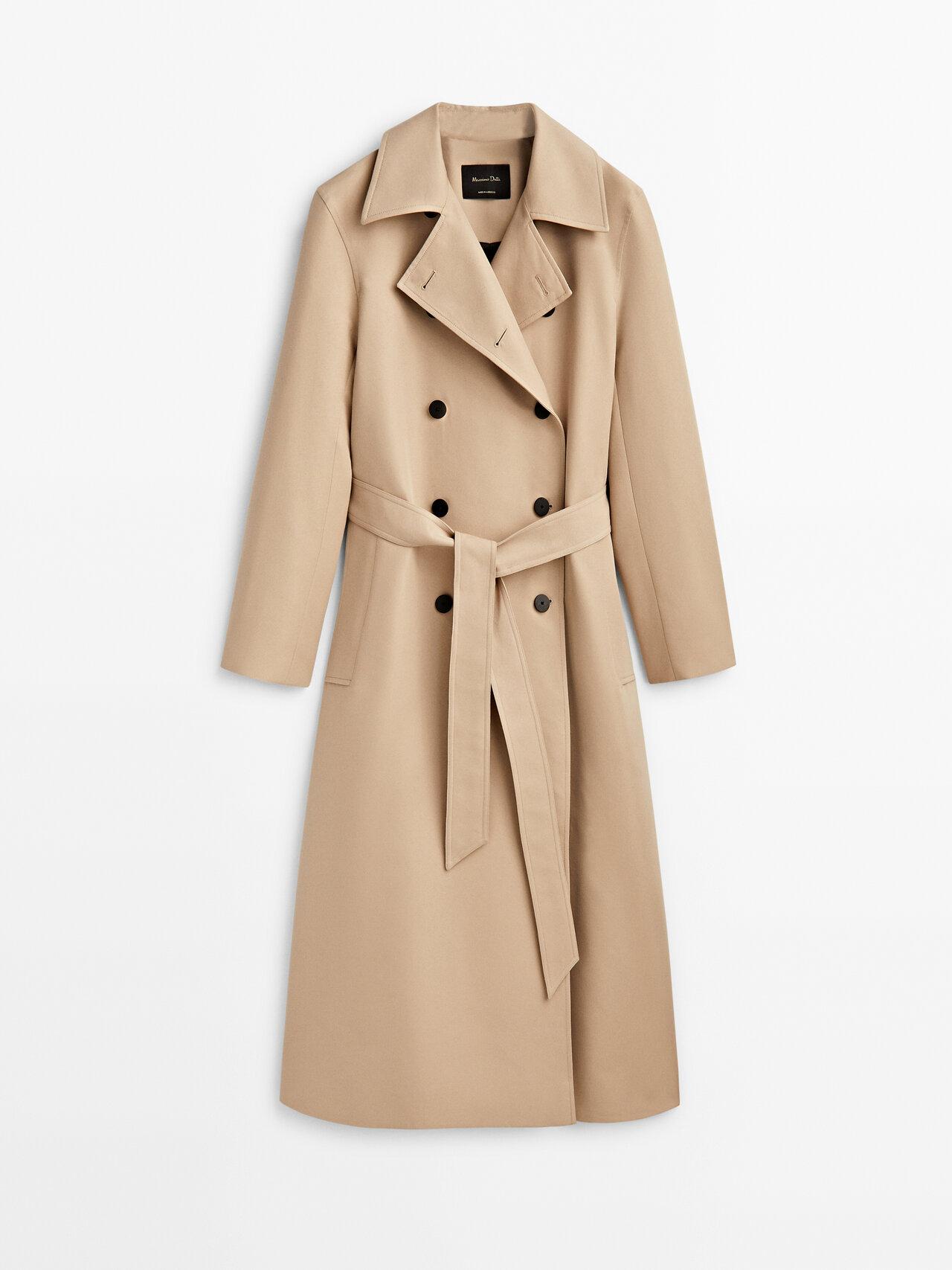 MASSIMO DUTTI Trench Coat With Belt in Natural | Lyst