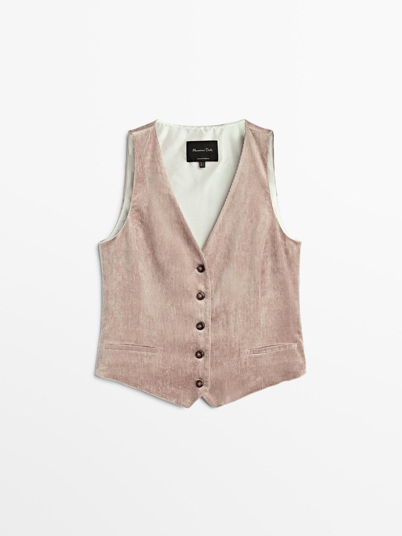 MASSIMO DUTTI Loose Fitting Corduroy Suit Waistcoat in Pink | Lyst