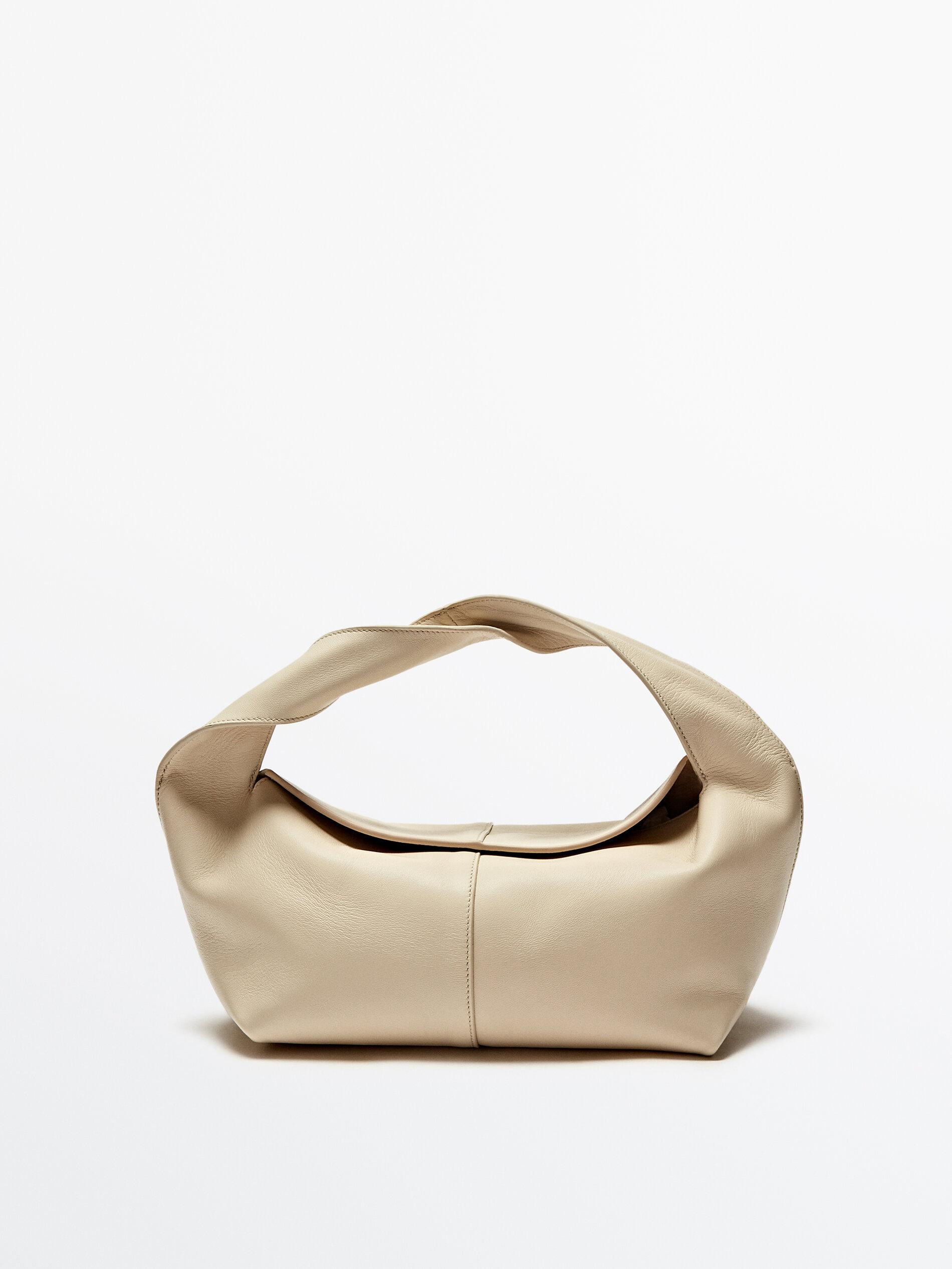 MASSIMO DUTTI Nappa Leather Croissant Bag in Natural | Lyst