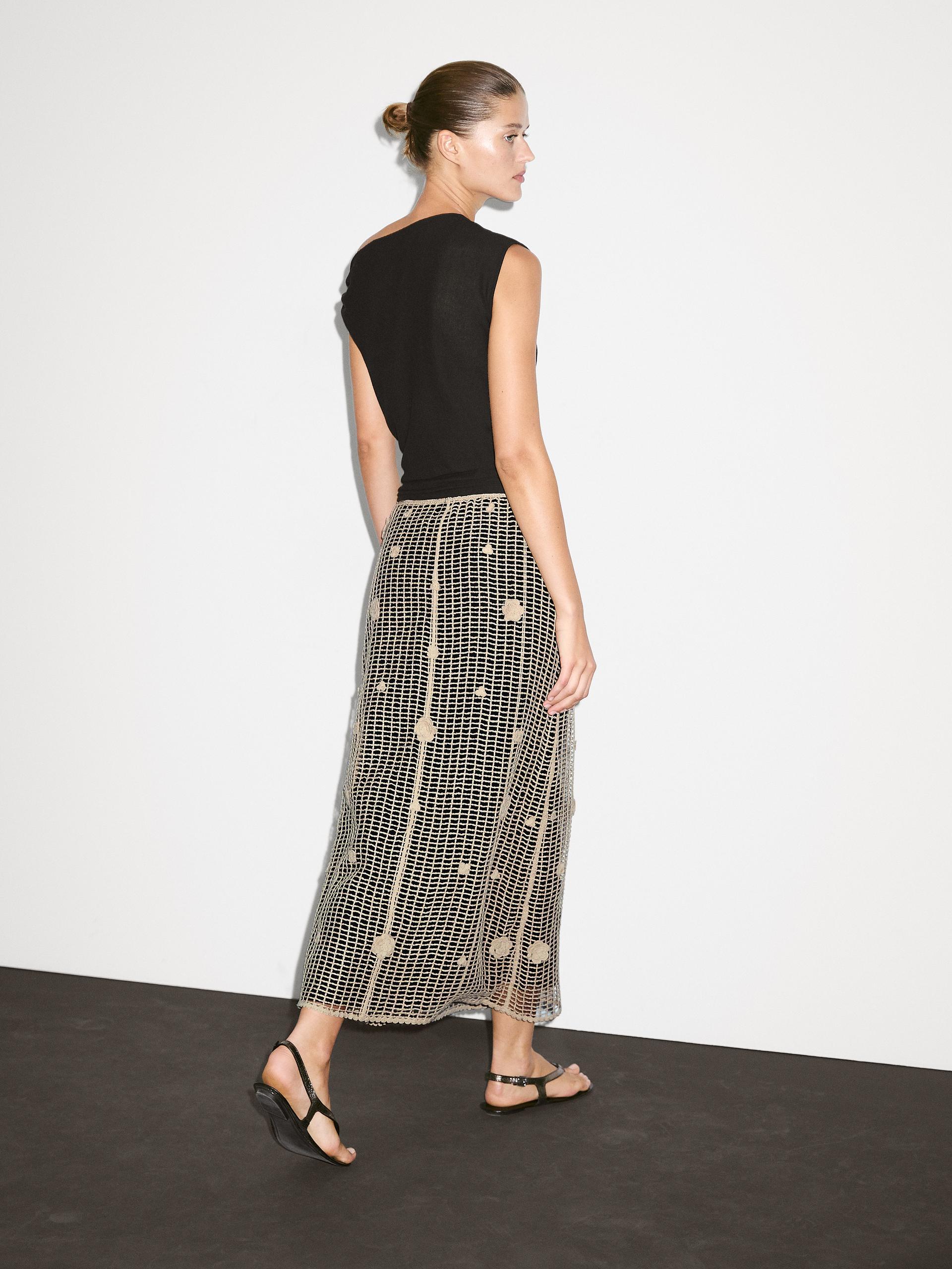 MASSIMO DUTTI Midi Skirt With Floral Embroidery | Lyst UK