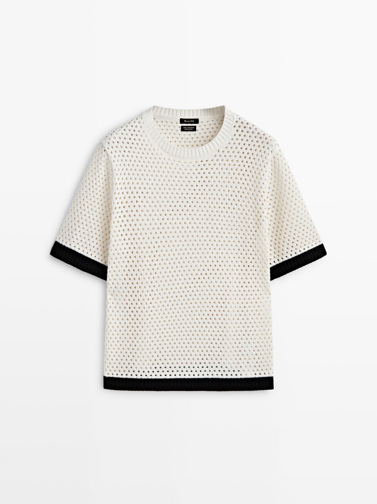 MASSIMO DUTTI Contrast Open-knit Sweater in White | Lyst