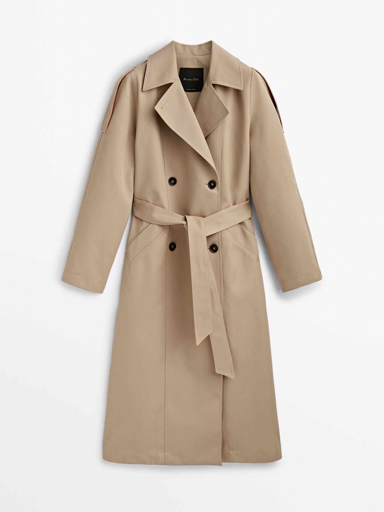 MASSIMO DUTTI Contrast-coloured Trench-style Jacket in Natural | Lyst